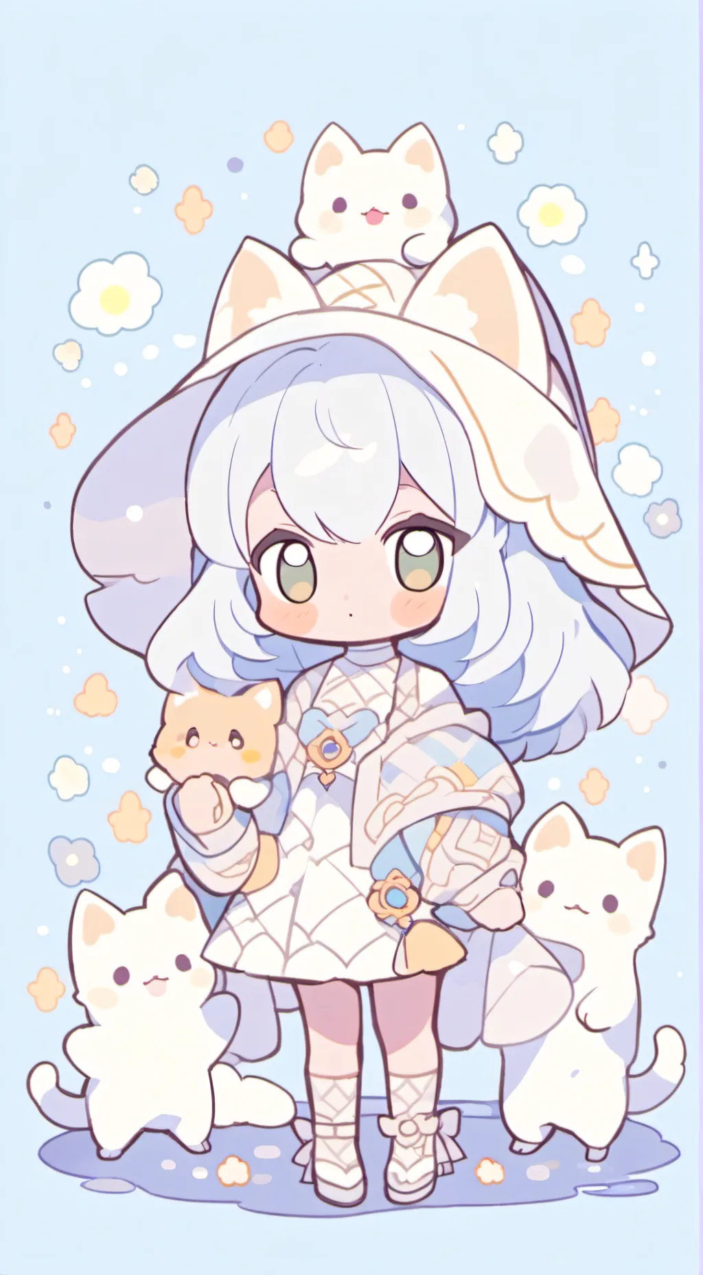 ai character: ghost kitten:catny background
