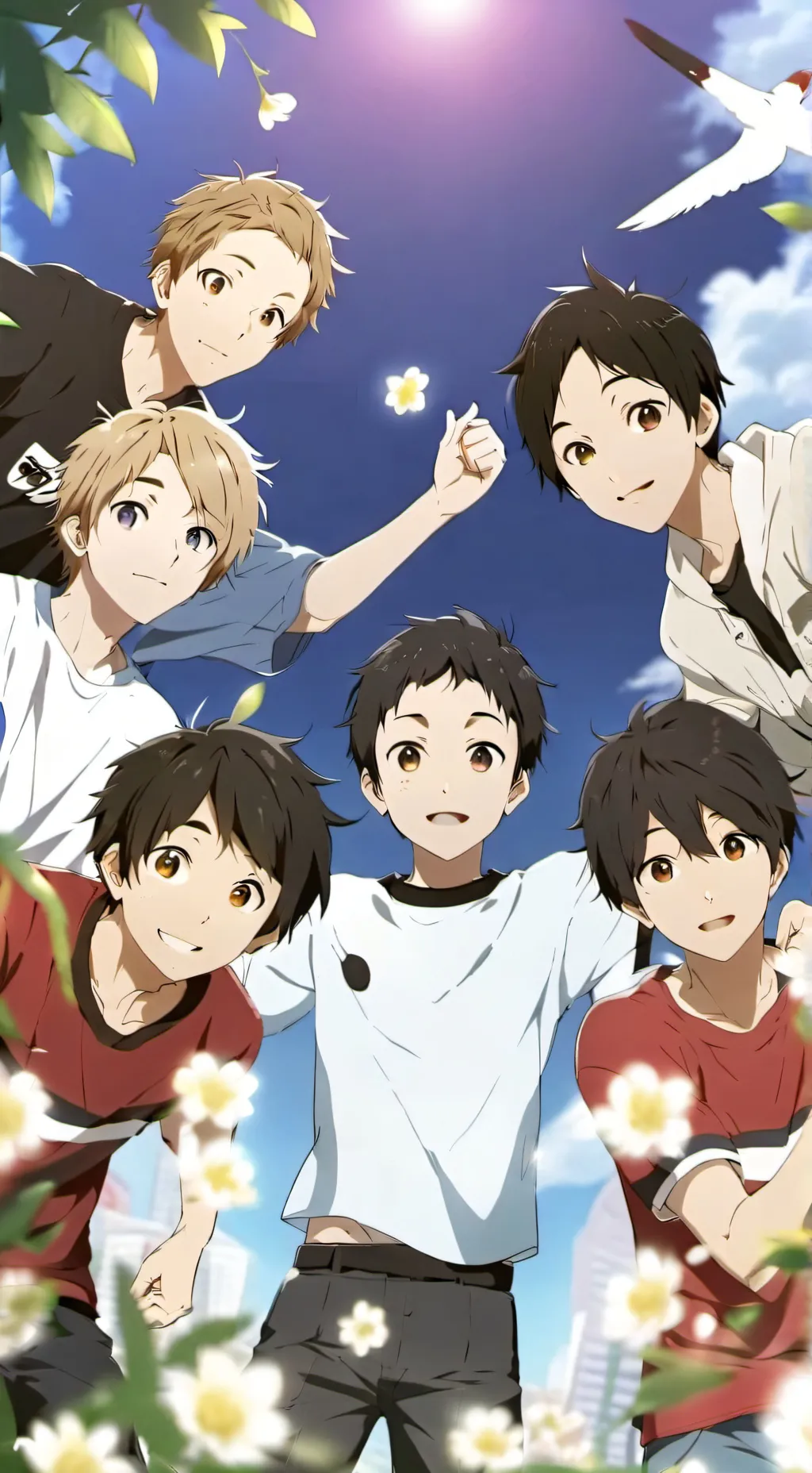 ai character: A group of boys background