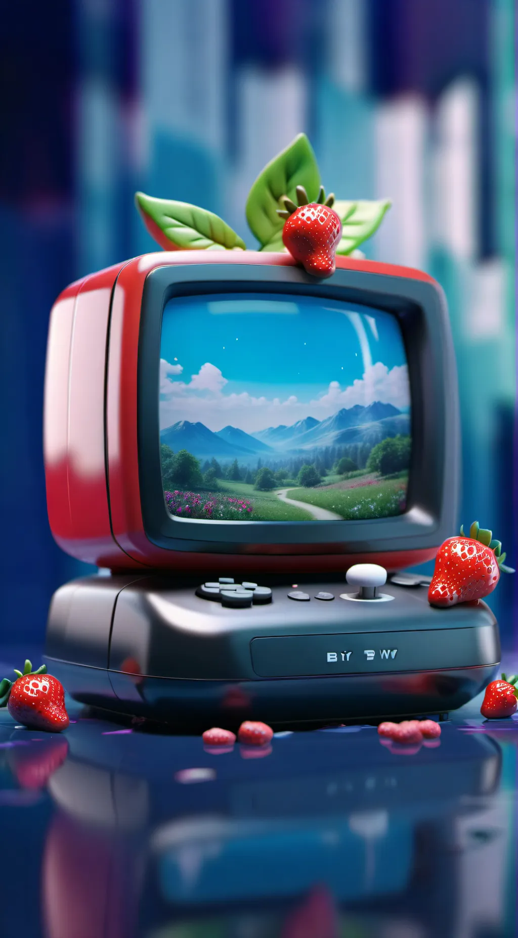 ai character: Berryvision💚🖥❤🍓 background