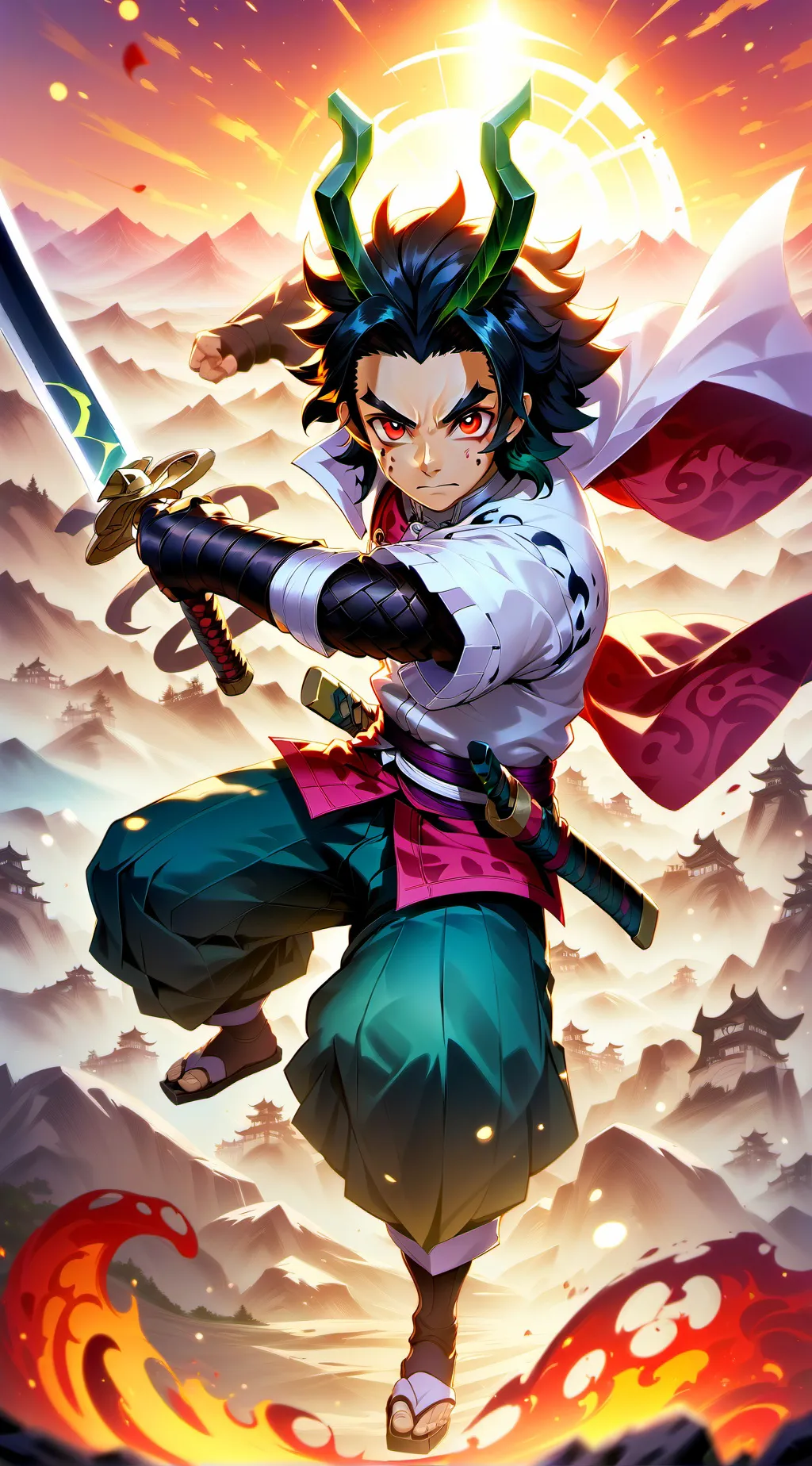 ai character: Demon slayer  background