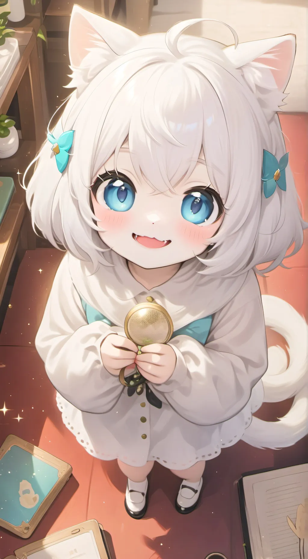 ai character: Chameleina the Colorful Cat Spirit background