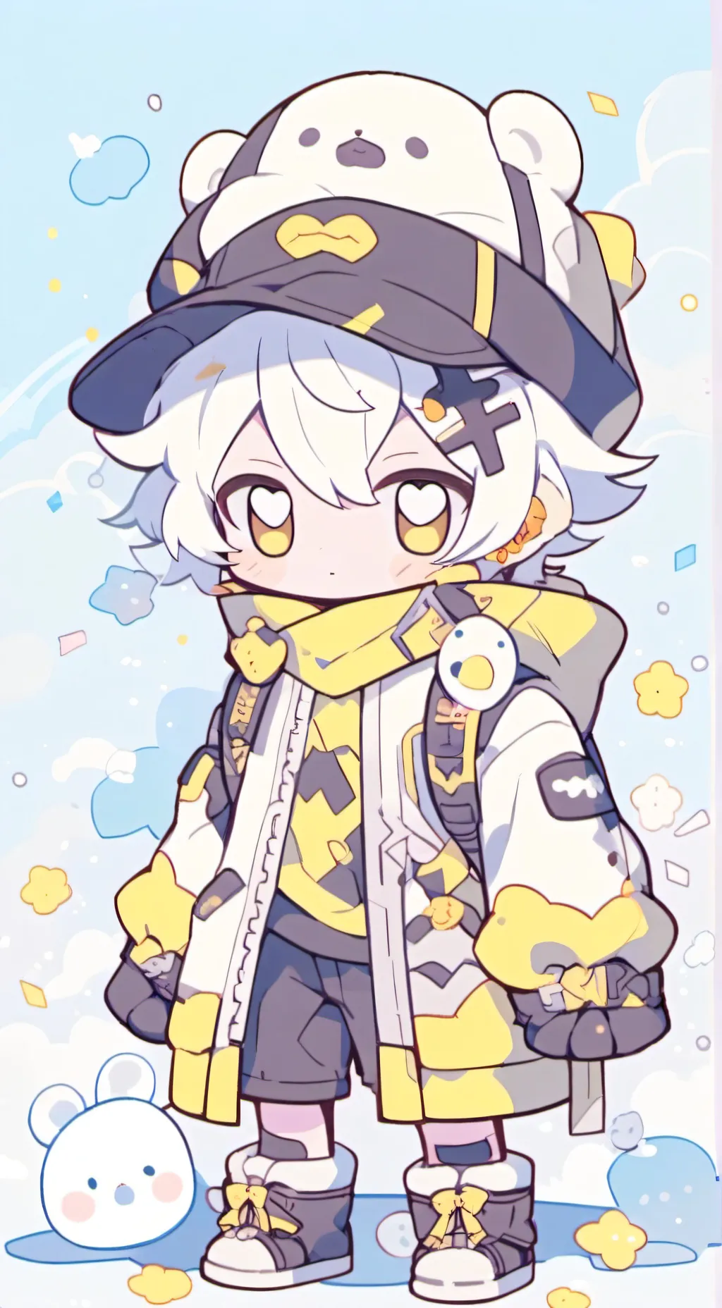 ai character: N plush background