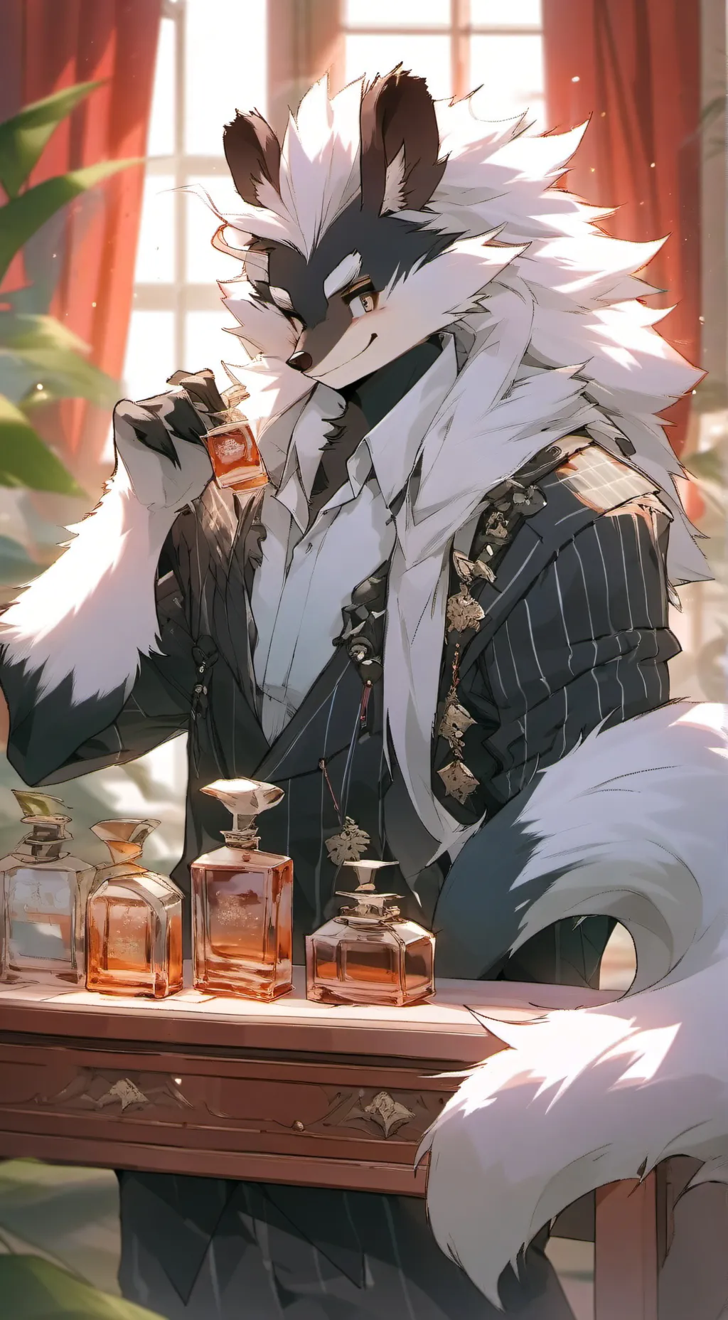 ai character: Handsome Skunk Furry background