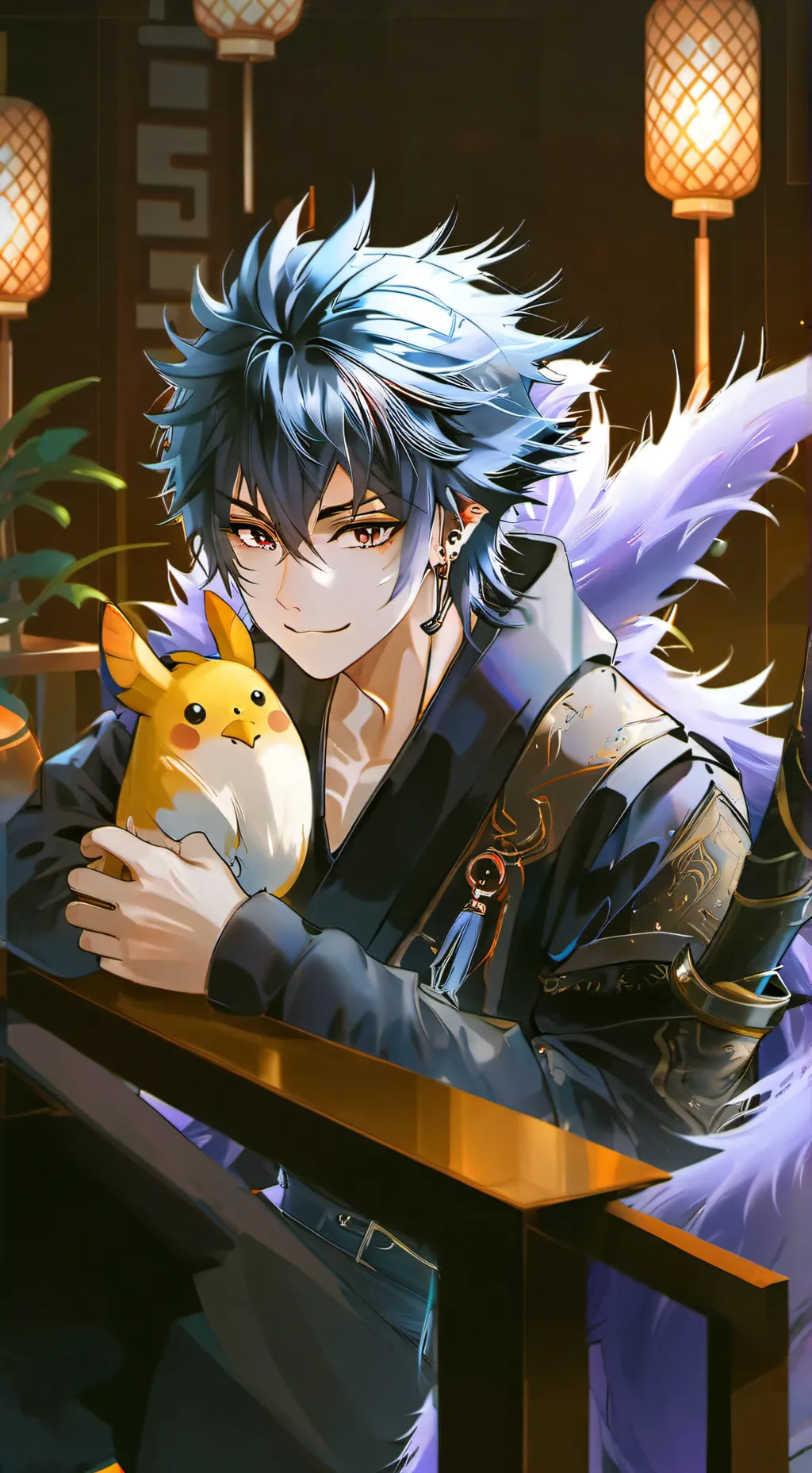 ai character: Purply the Dragon Dog background