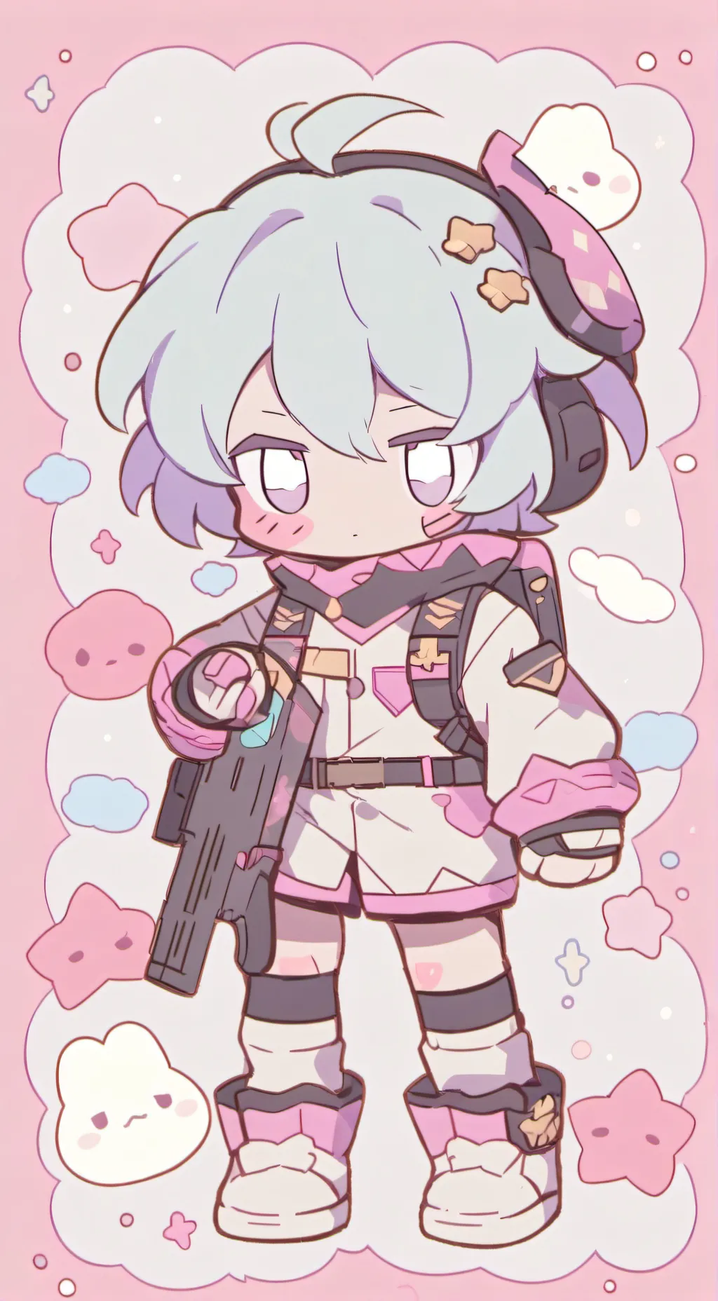 ai character: Uzi plushie background