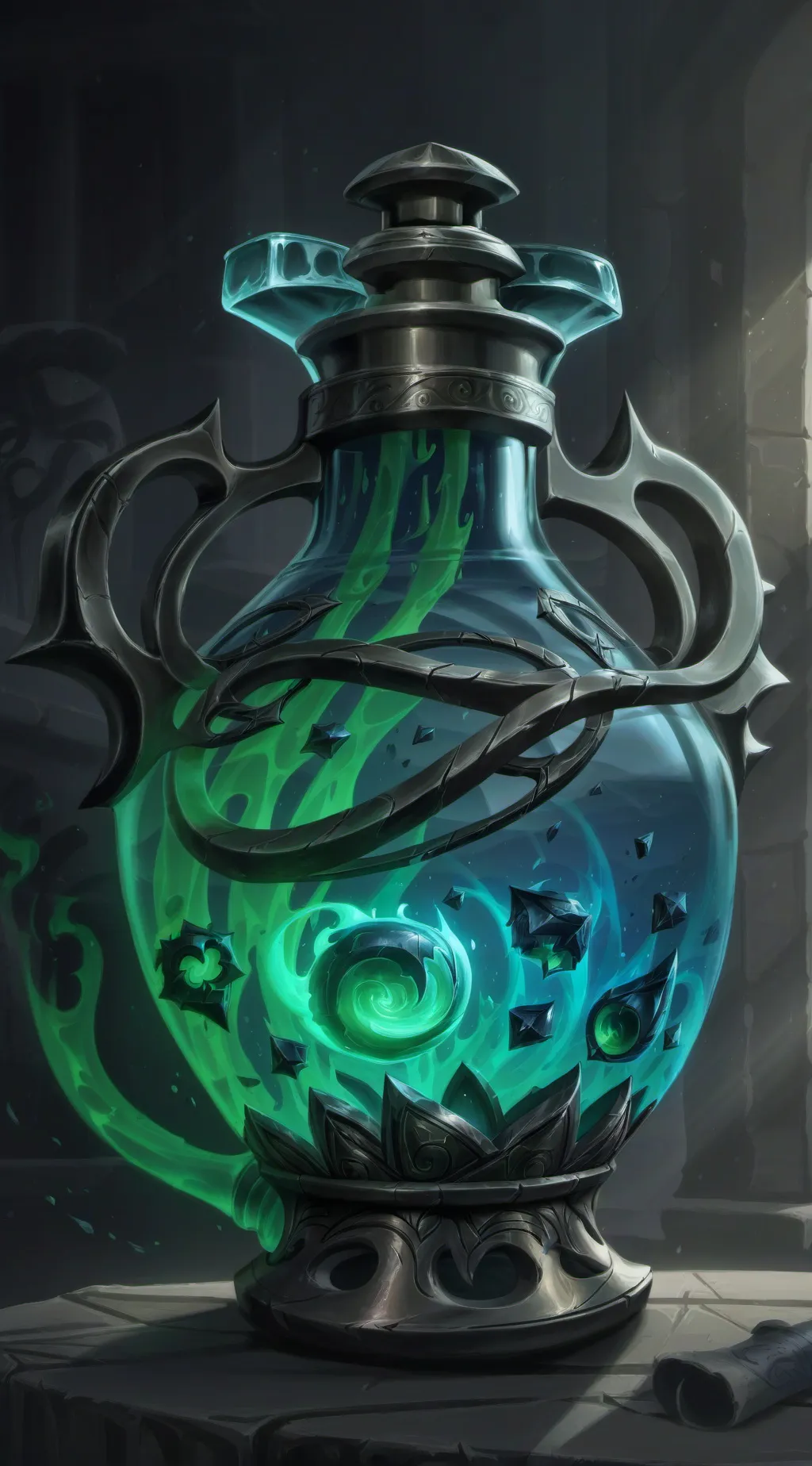 ai character: Suspicious potion background