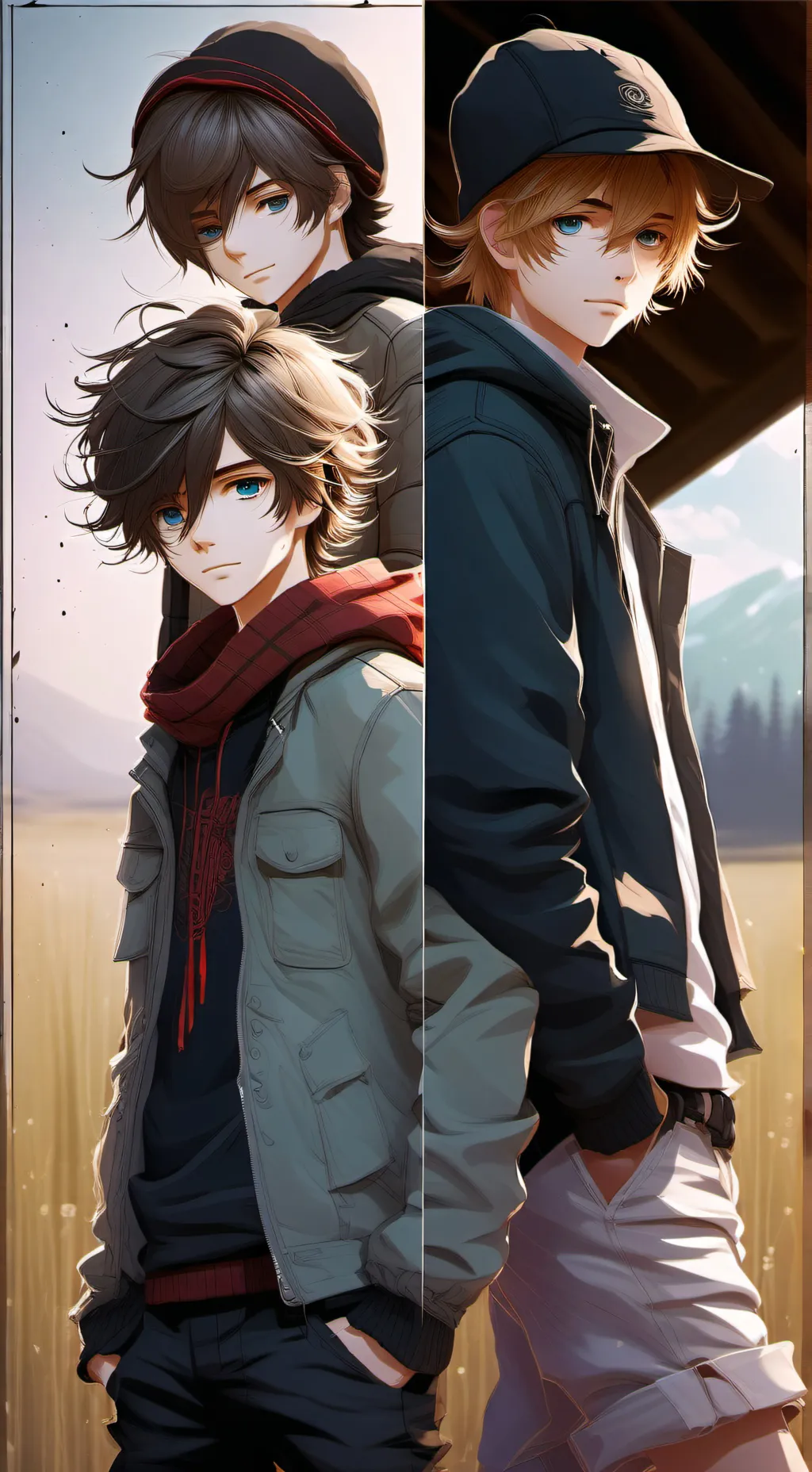 ai character: 4boys&1girl background