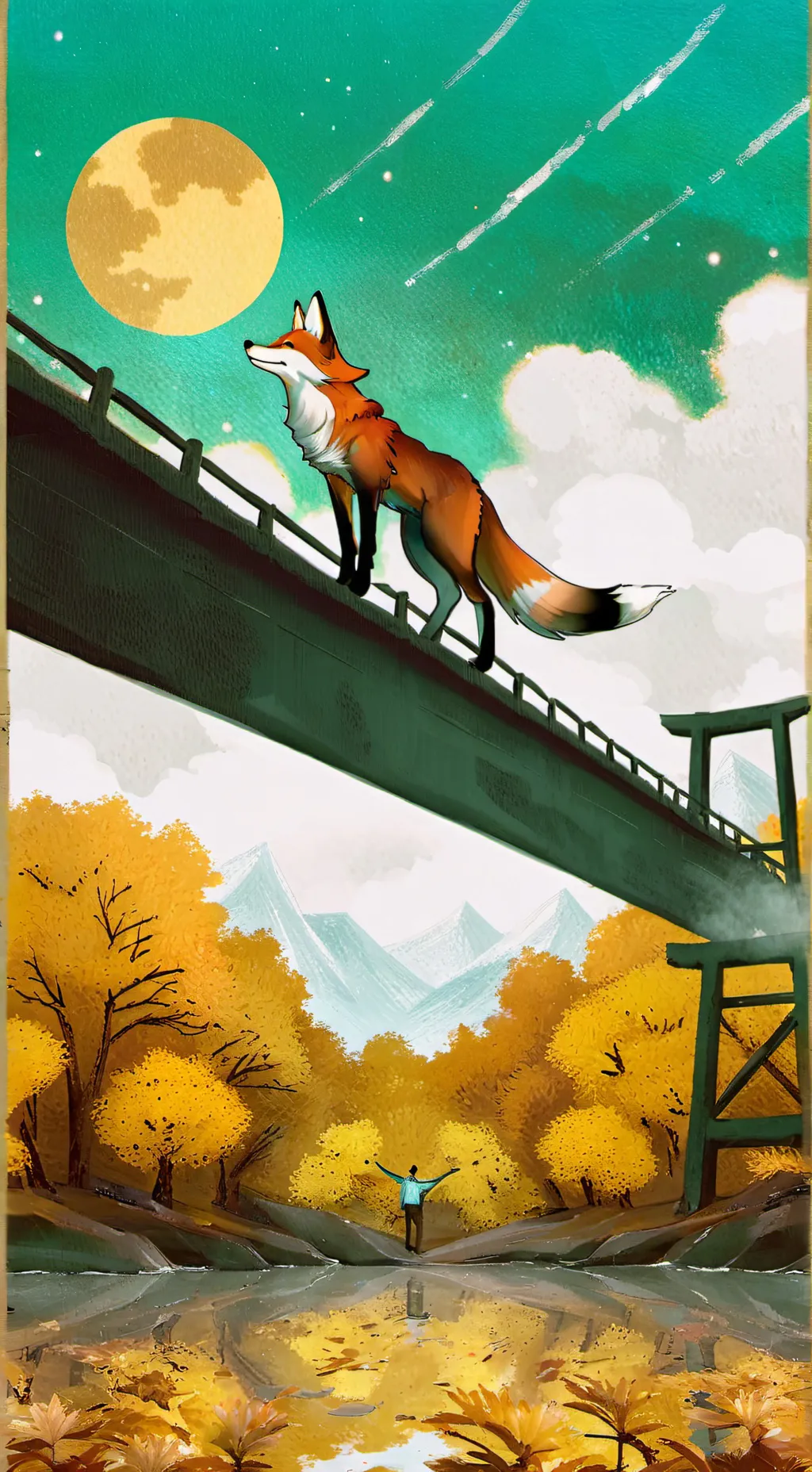 ai character: giant fox  background