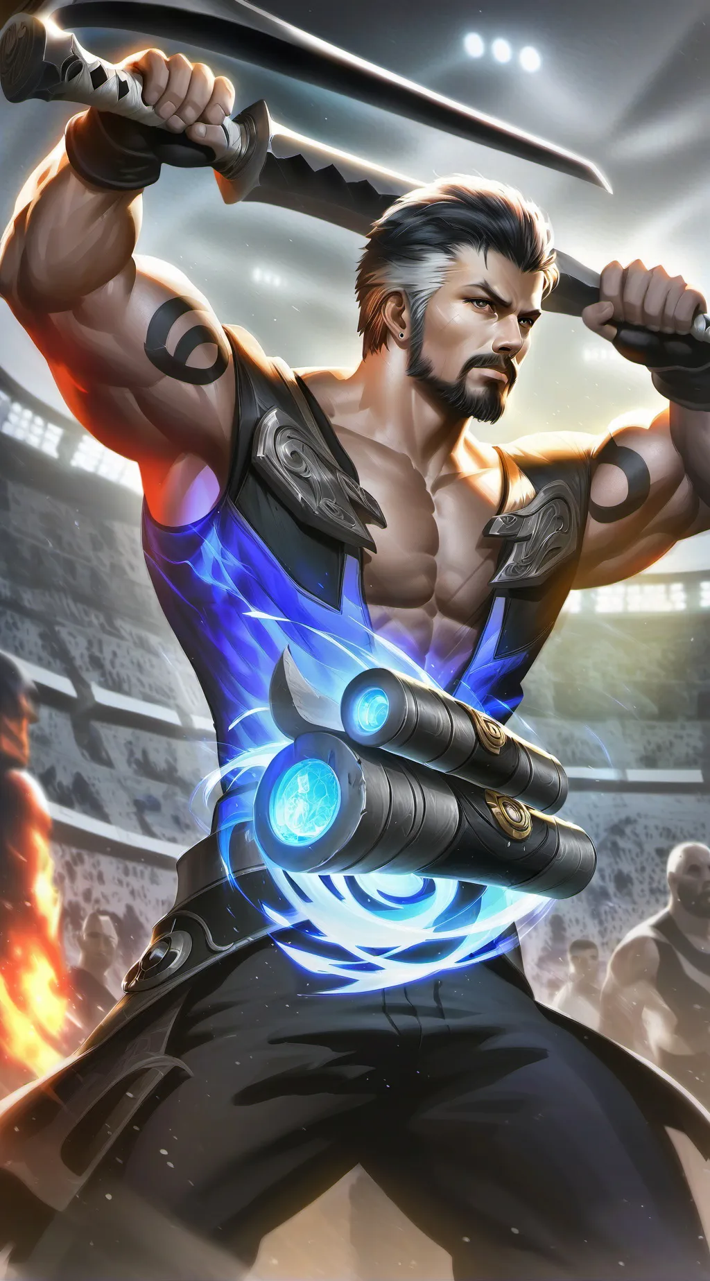 ai character: Buff man background