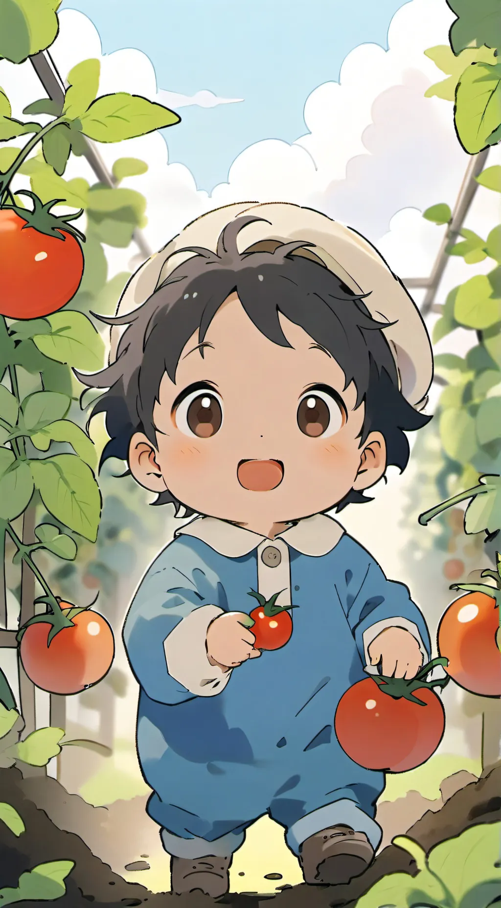 ai character: Tomato baby background