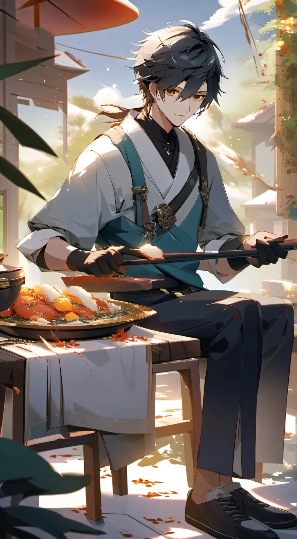 ai character: Ash🎀🌸💐 background