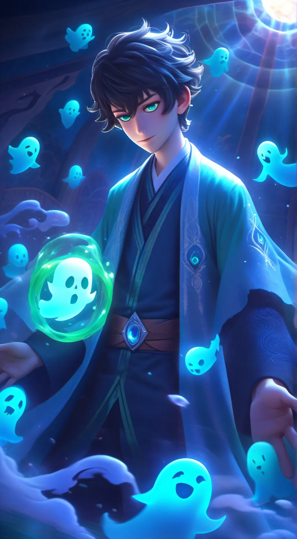 ai character: ghost mha  background