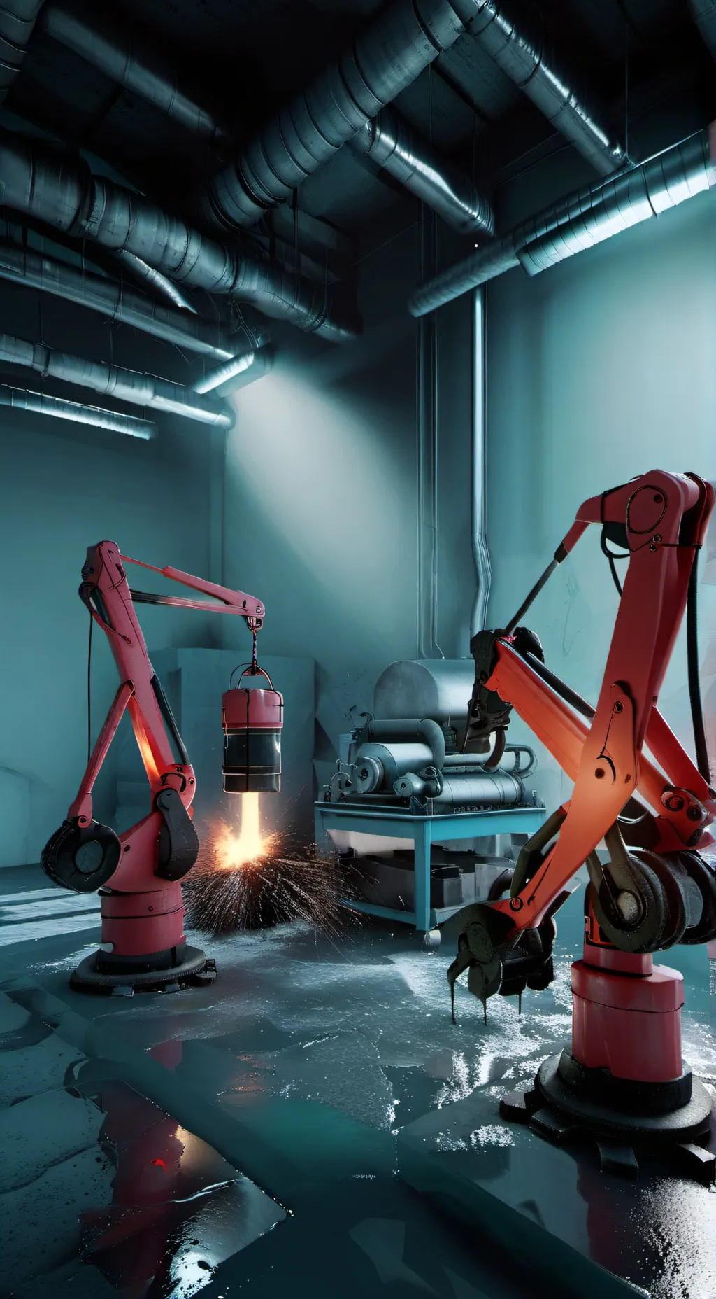 ai character: Robot factory background