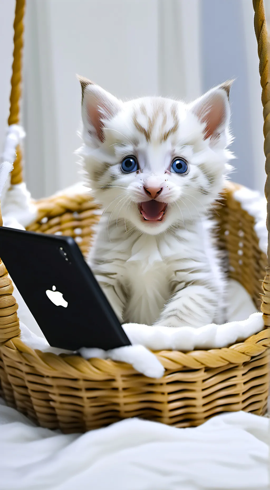 ai character: iPad kitten background