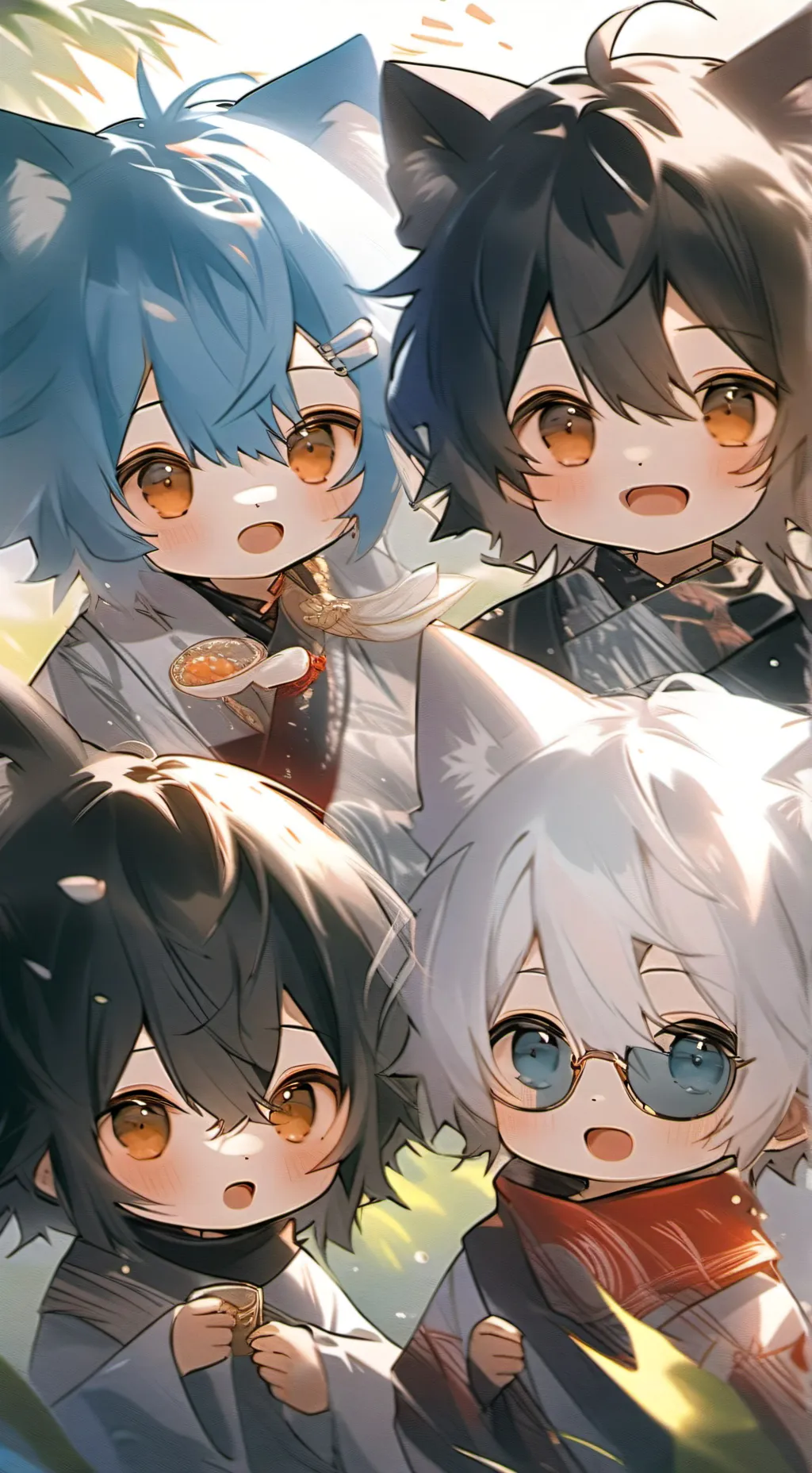 ai character: neko babies  background