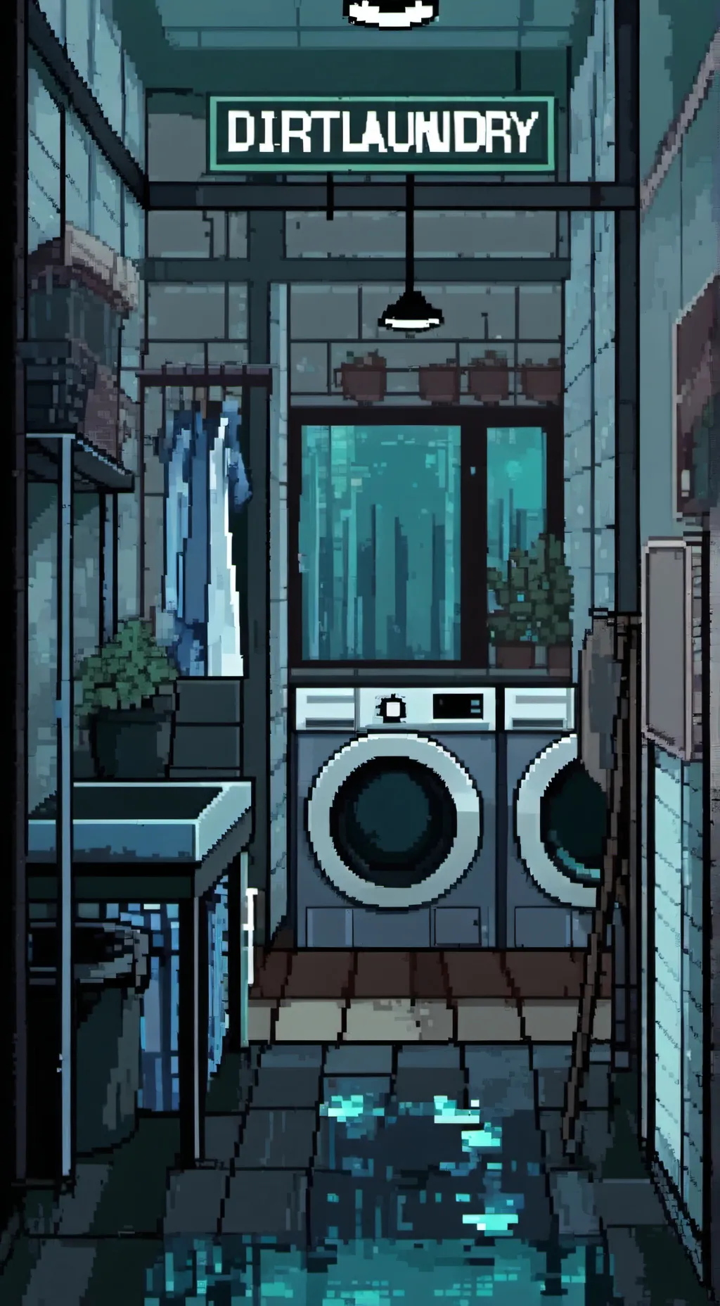 ai character: laundrymat  background