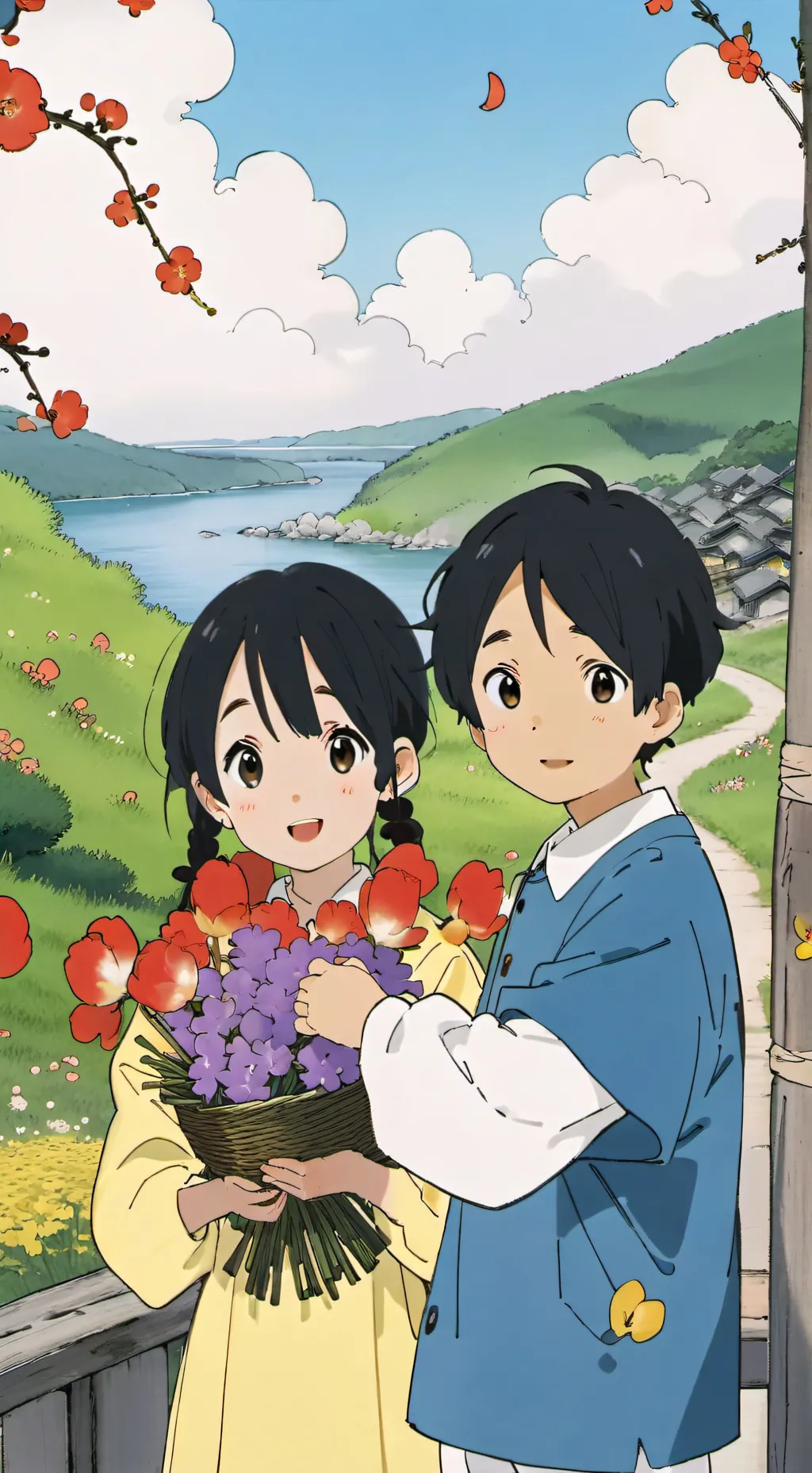 ai character: River and Cloud background