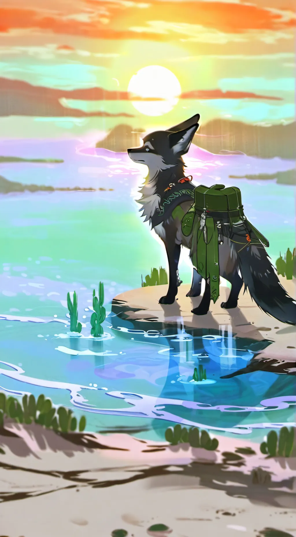 ai character: 🌛✨Alpha Wolf 🐺🌞 background