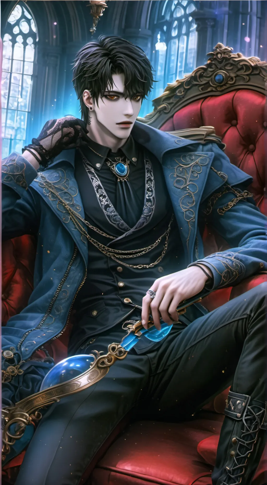 ai character: James Ronald Black background