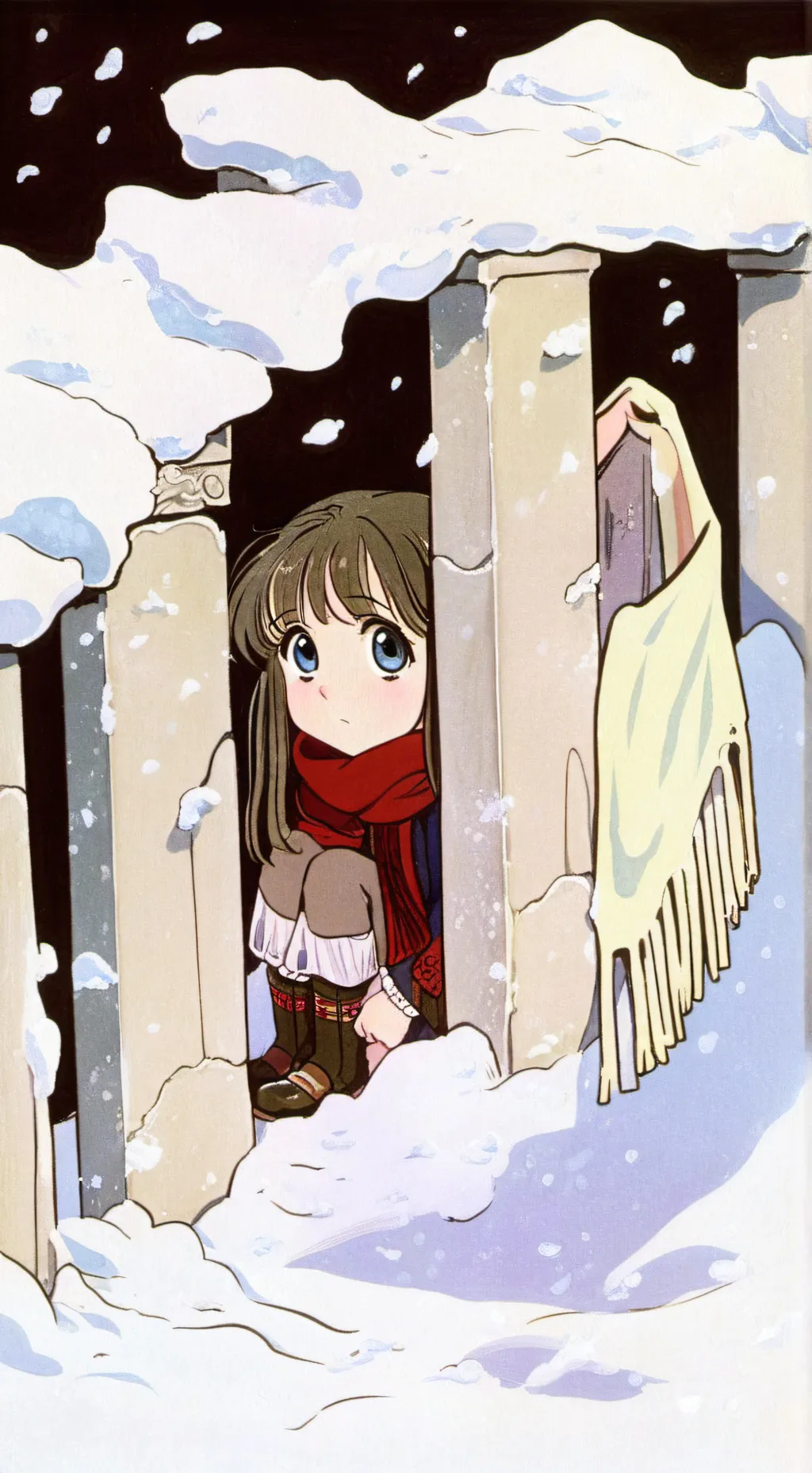 ai character: Young Marie  background