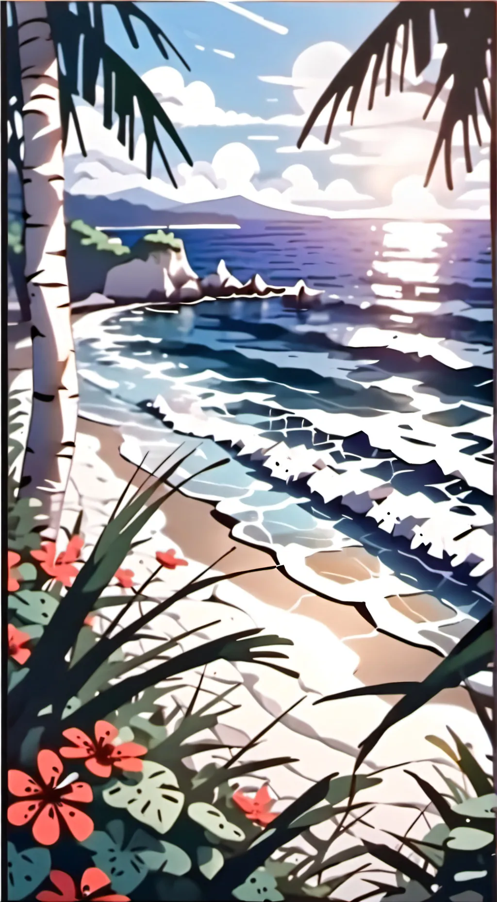 ai character: 🏝Beach mermaid🦴 background