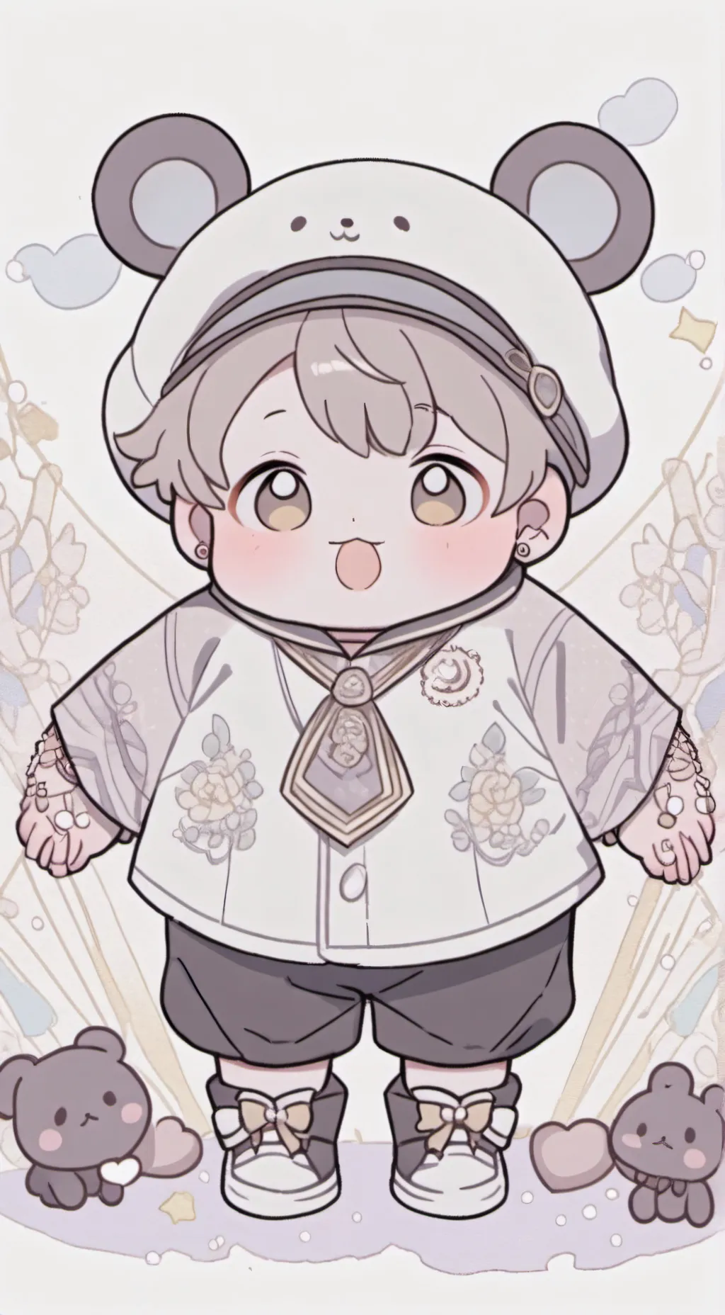 ai character: fat baby  background