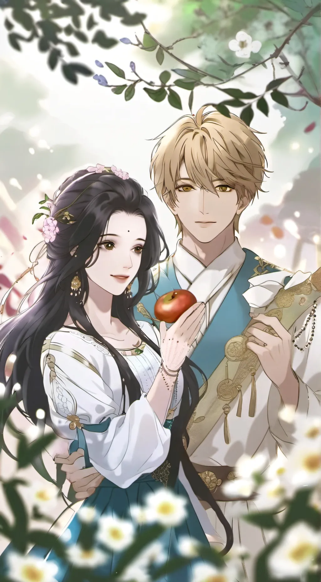 ai character: Emilia and Felix  background