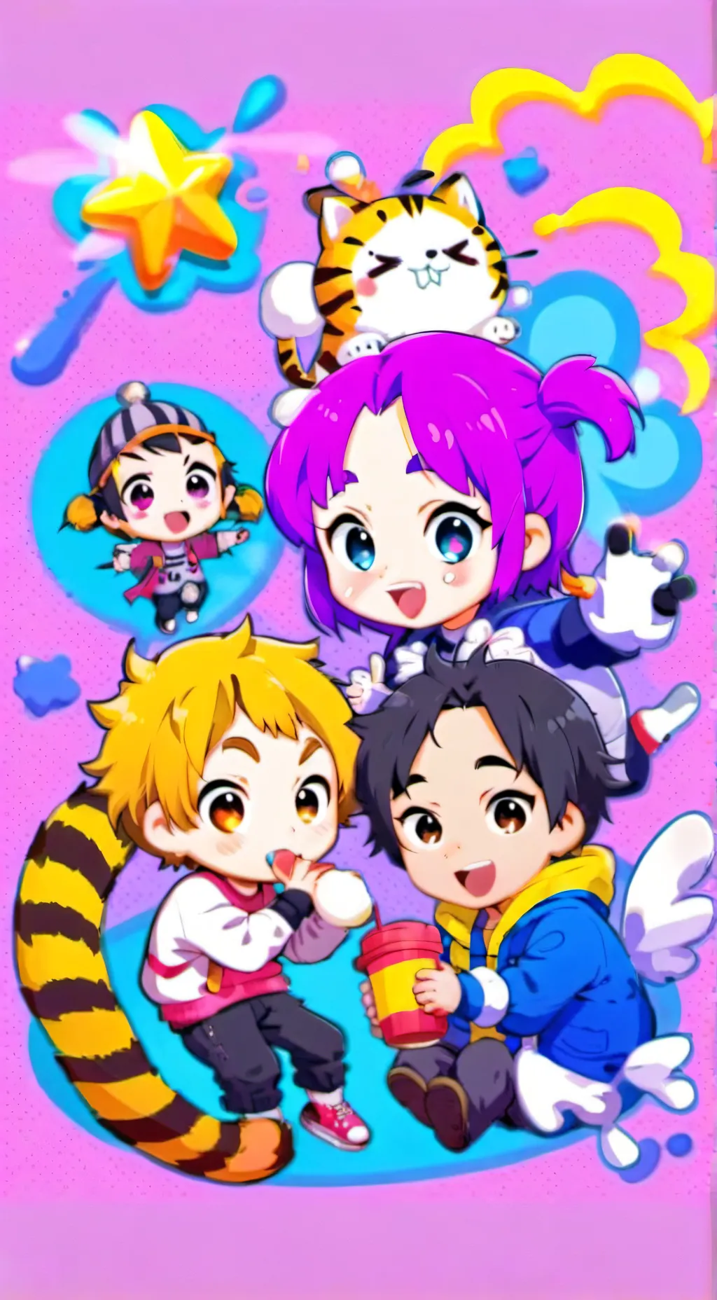 ai character: Saja boys&huntrix  background