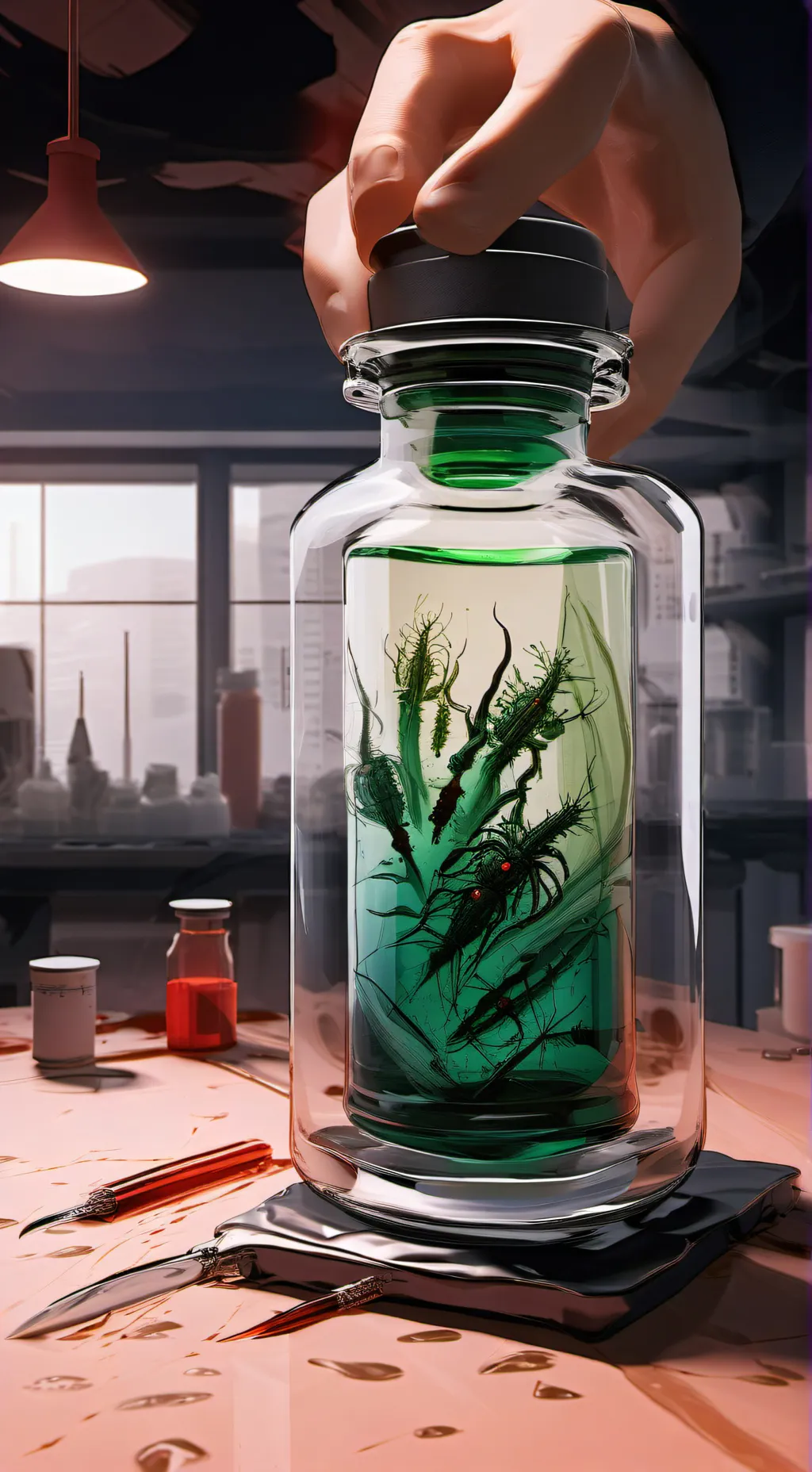 ai character: Vial of fungus background