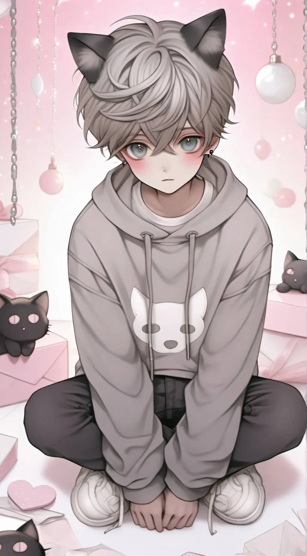 ai character: Gray  background