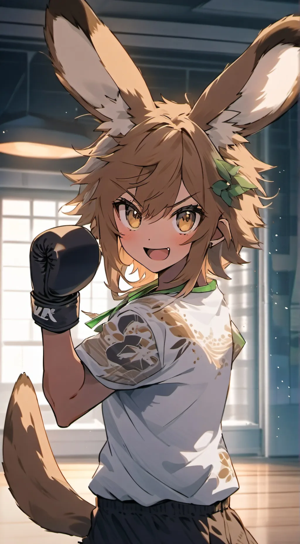 ai character: Tanny the Tan Kangaroo Spirit background