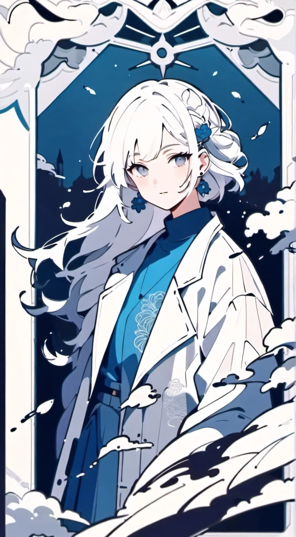 ai character: 2 birds on a wire. background