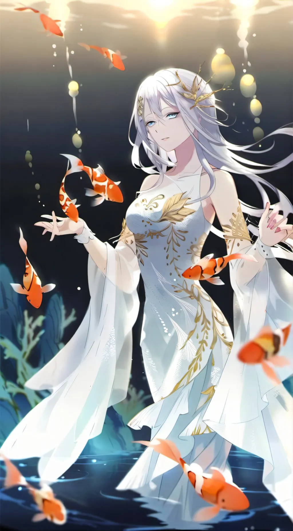 ai character: queen of the sea  background