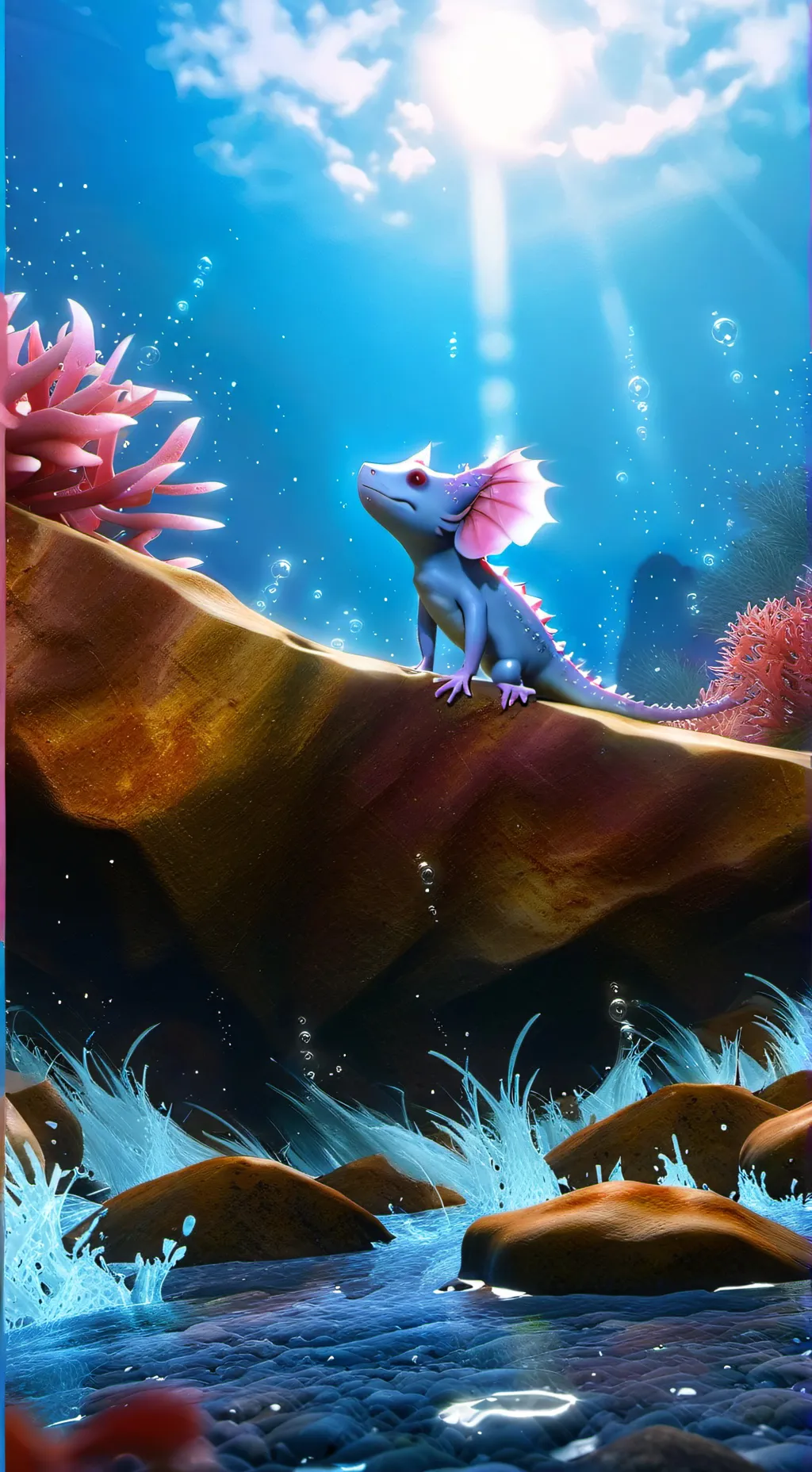 ai character: sheldio axolotl background