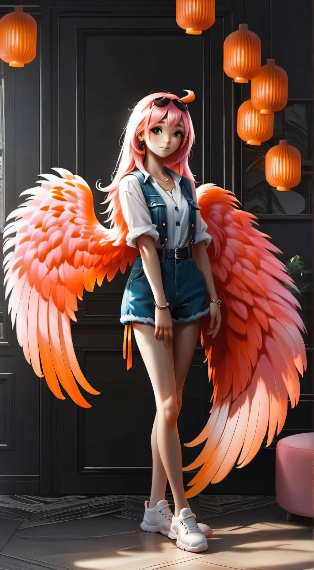 ai character: Flamingo Furry background