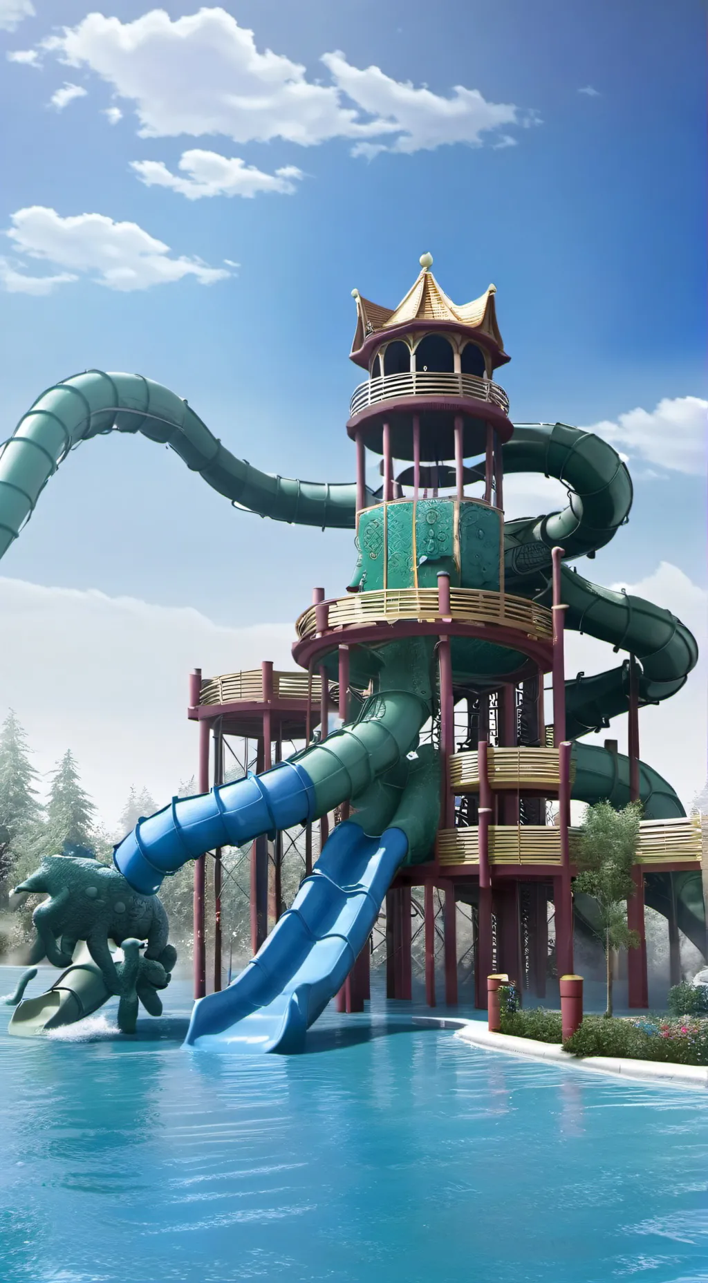 ai character: The water park  background