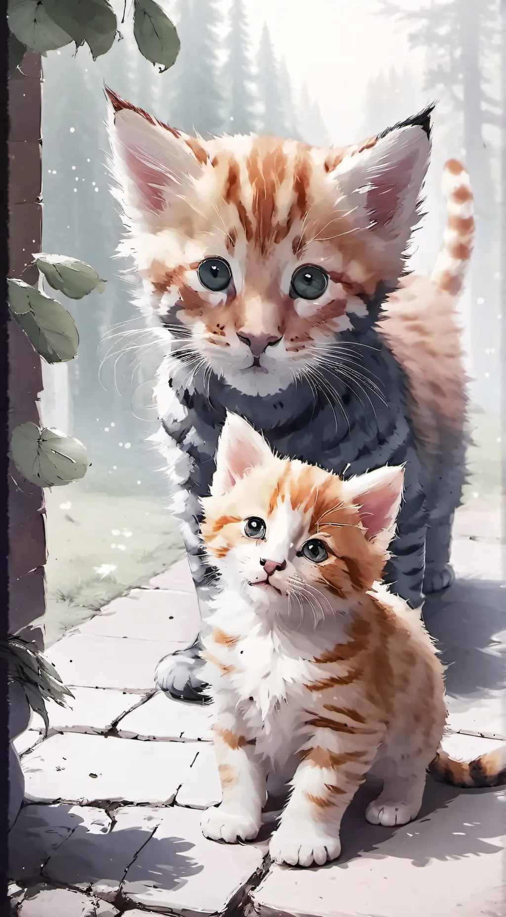 ai character: mom cat and kitten background