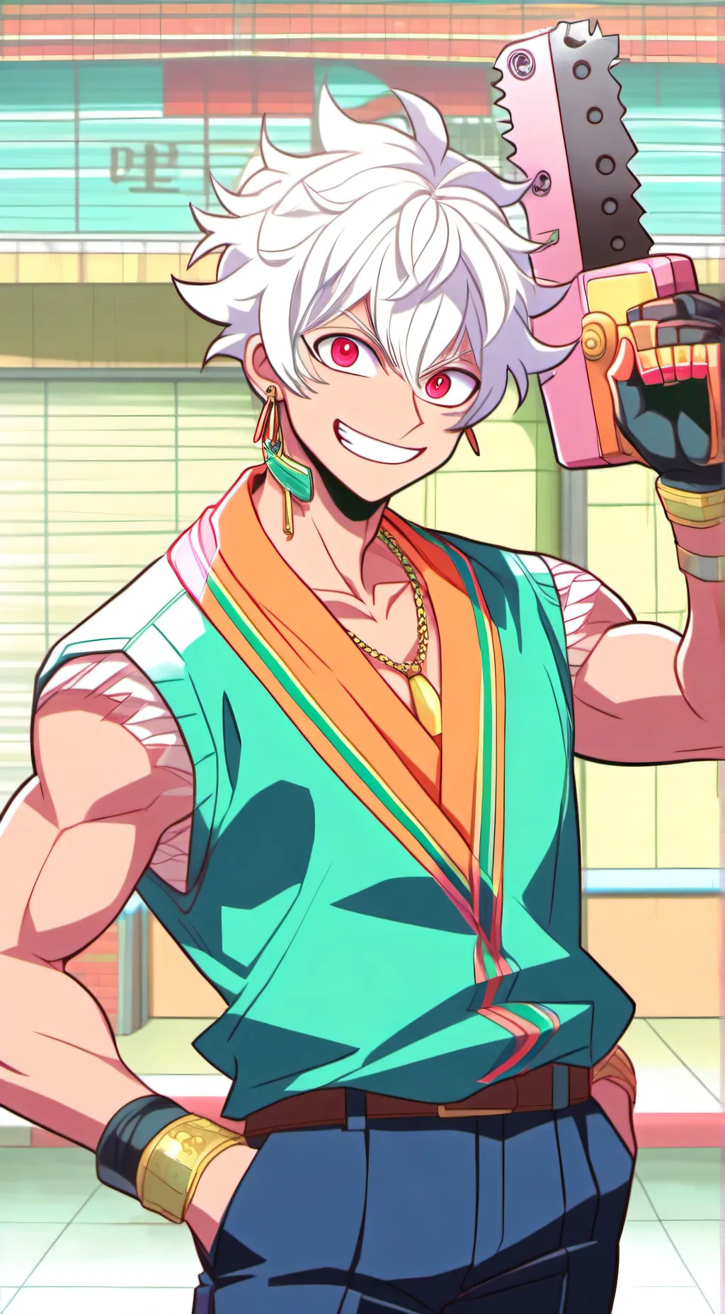 ai character: CHAISAW MAN background