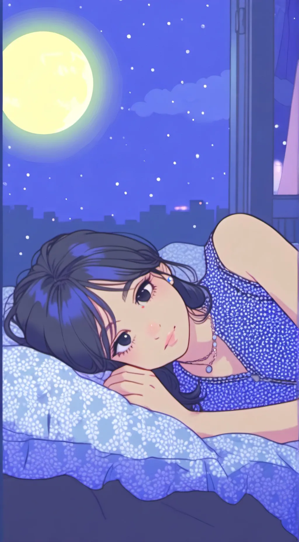 ai character: sleepy girl background