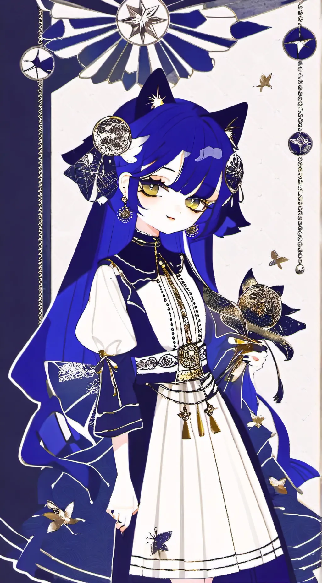 ai character: Blue cat background