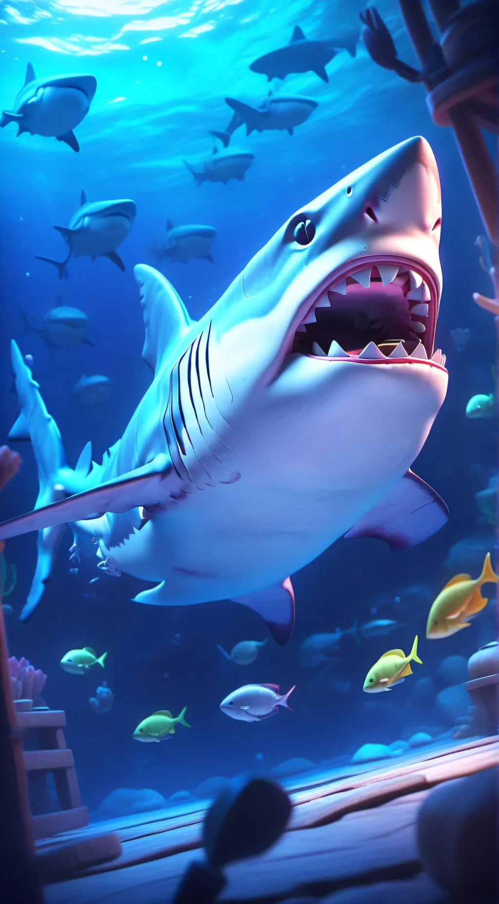 ai character: Shark centre background