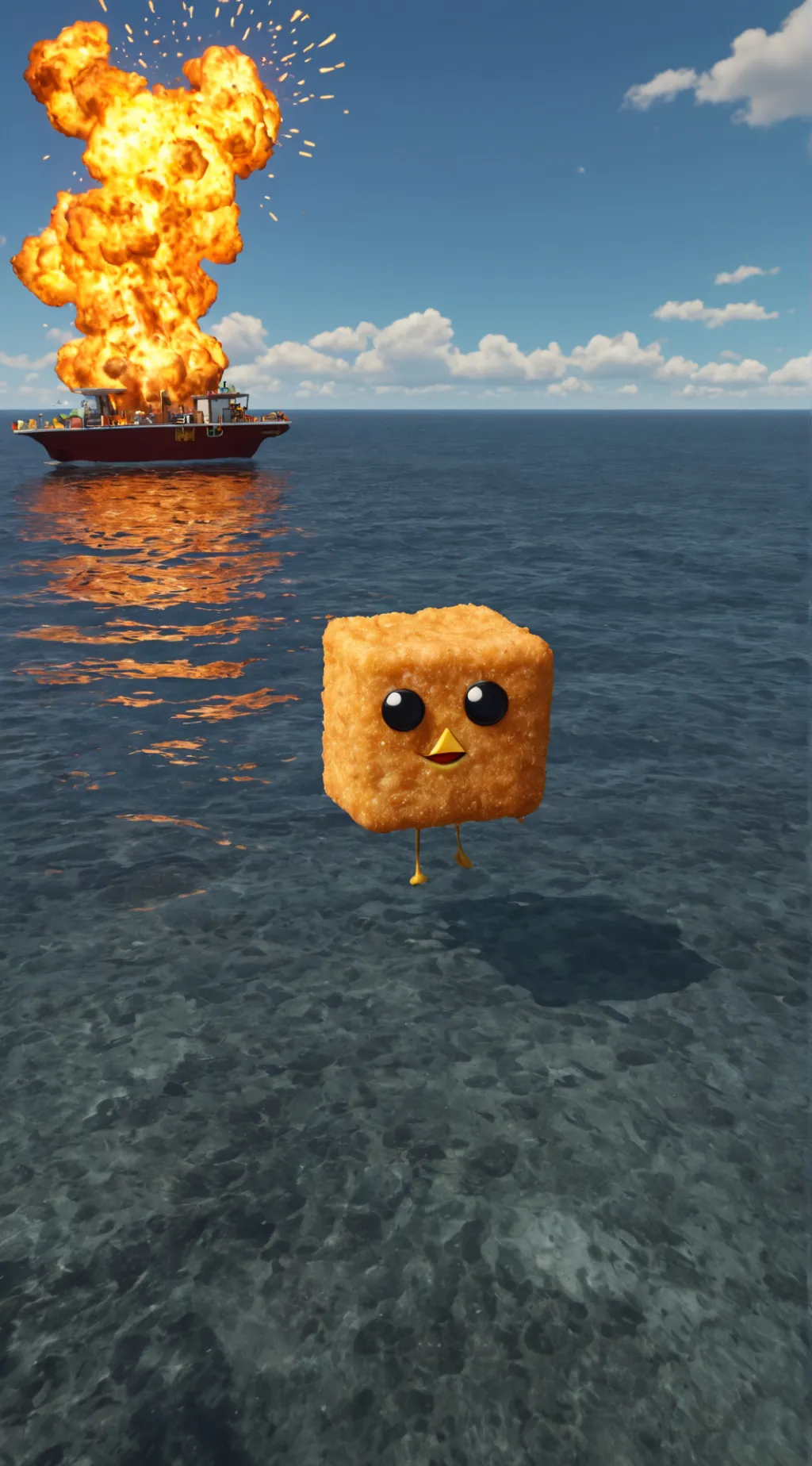 ai character: square chick nuggi background