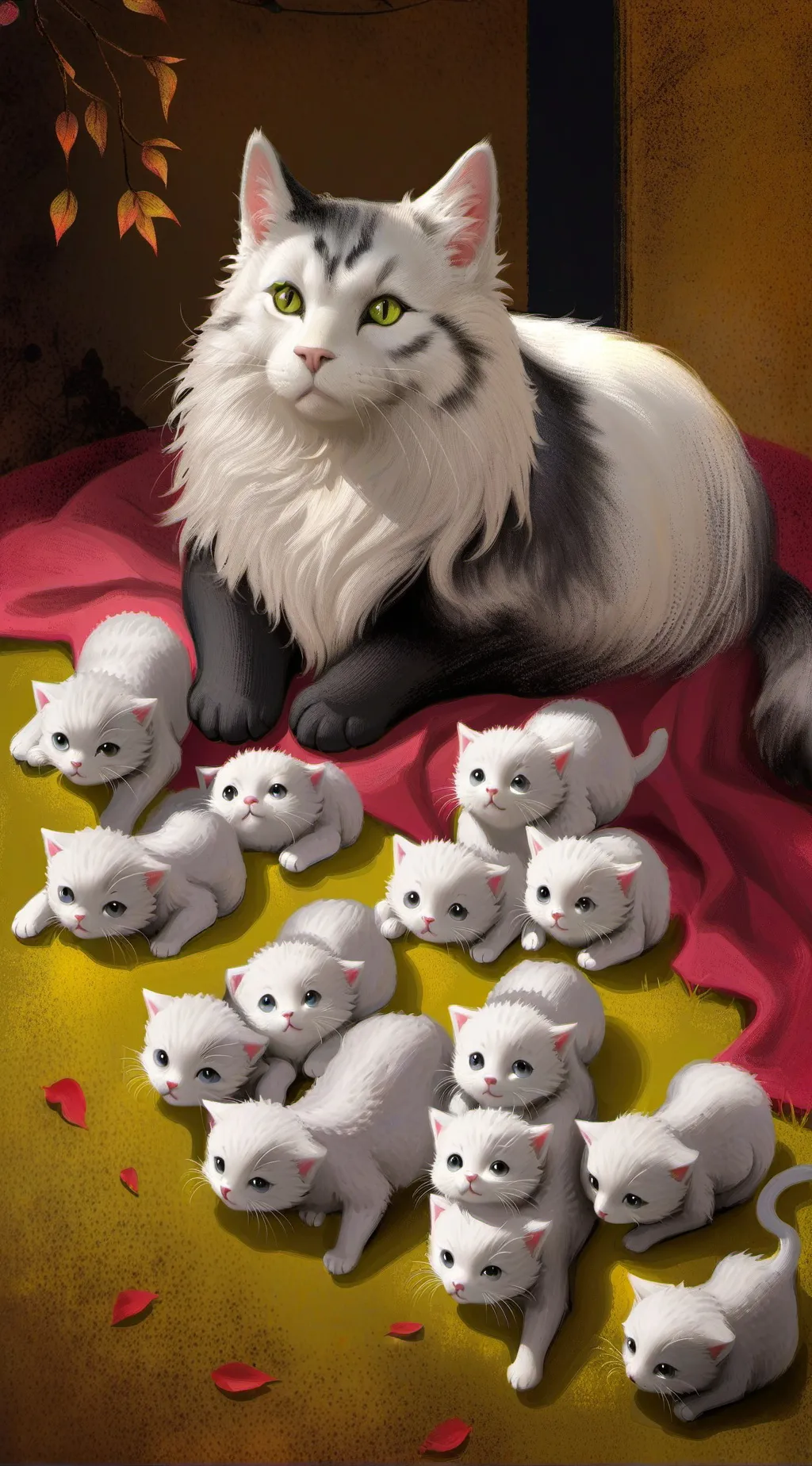 ai character: mama catwithkitten background