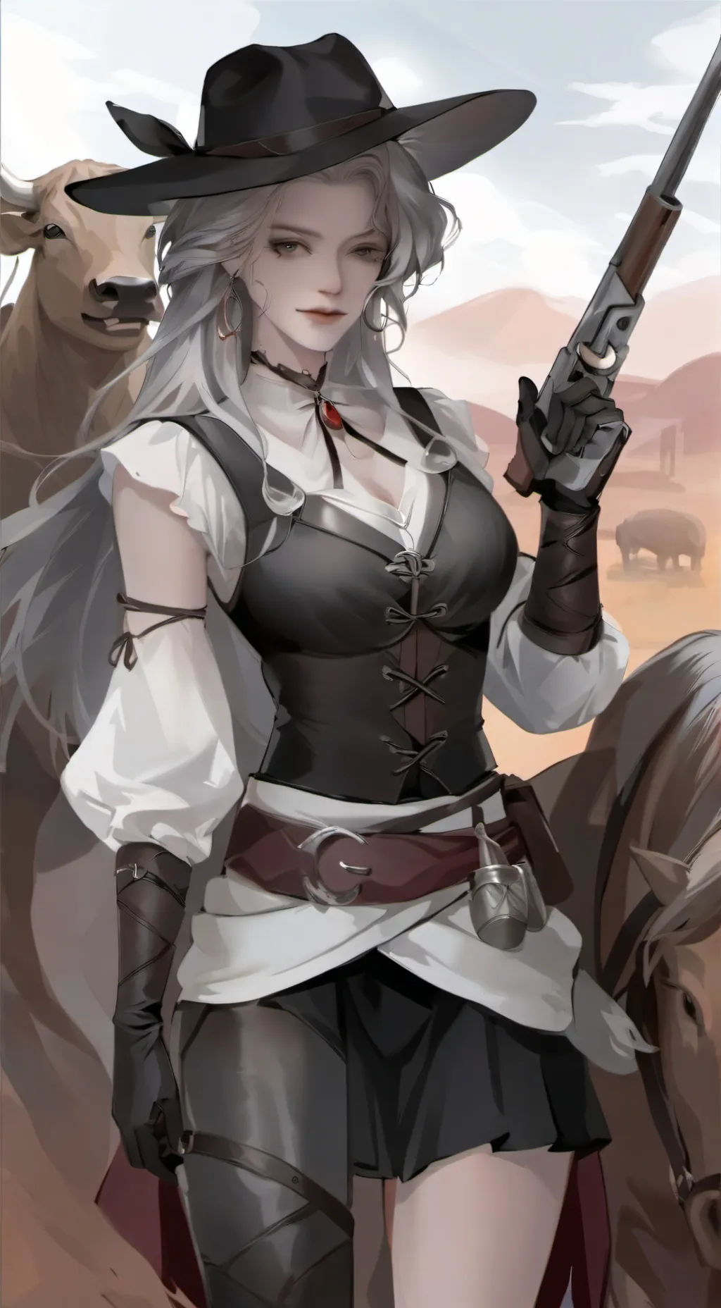 ai character: Cowgirl idk background