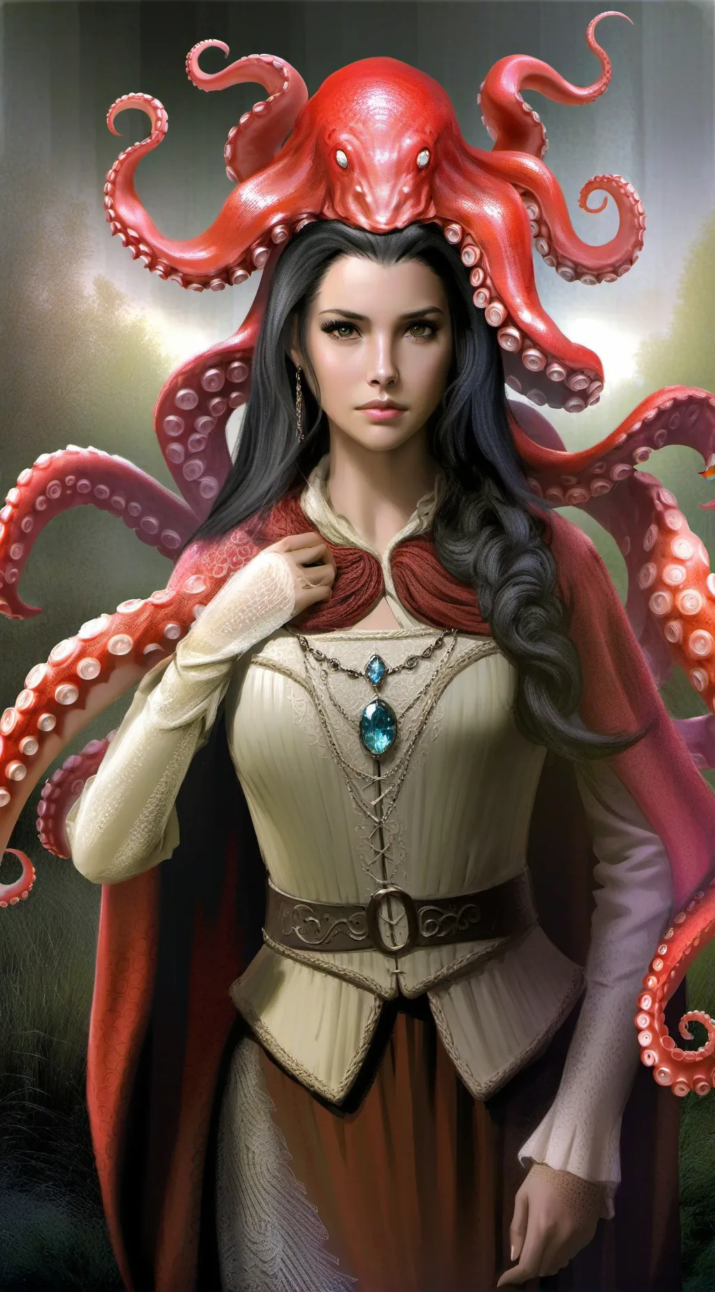 ai character: Emeraldia Veilene background