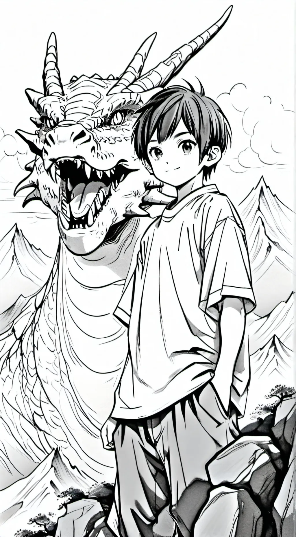 ai character: dragon mountain background