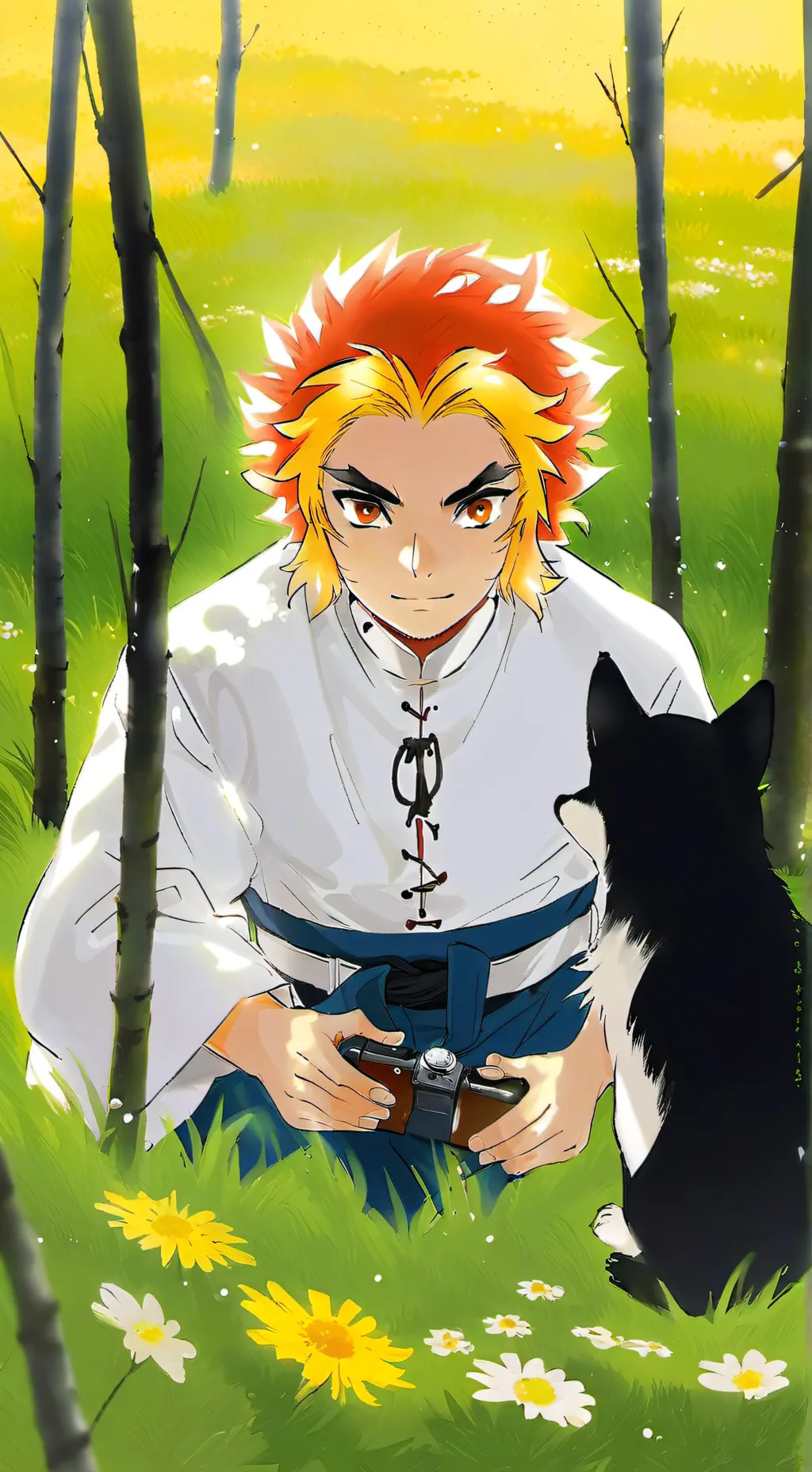 ai character: older Senjuro  background