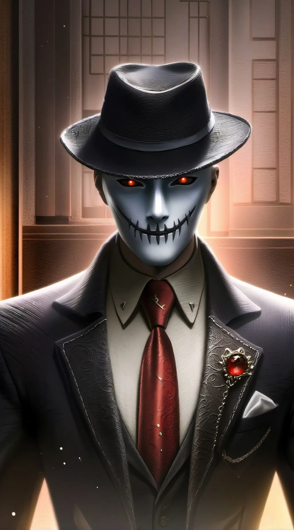 ai character: Scary woods man background