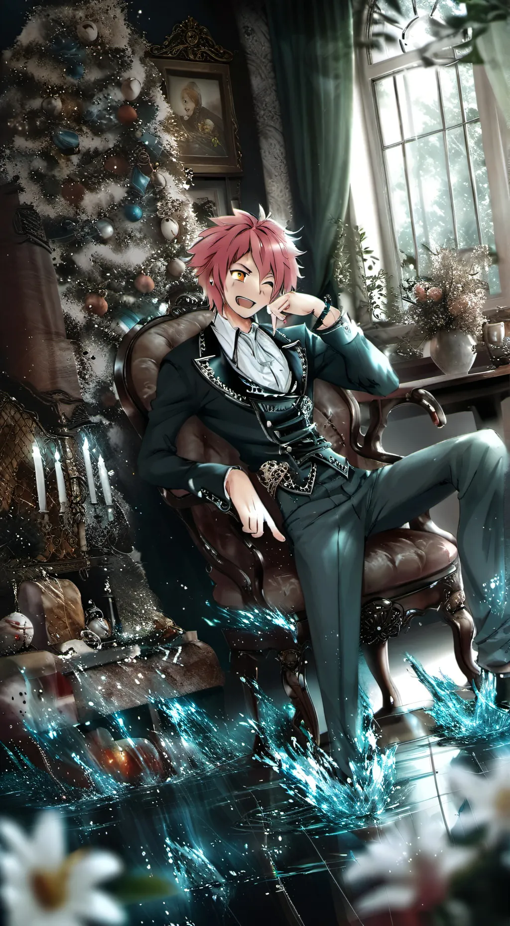 ai character: MHA christmas background