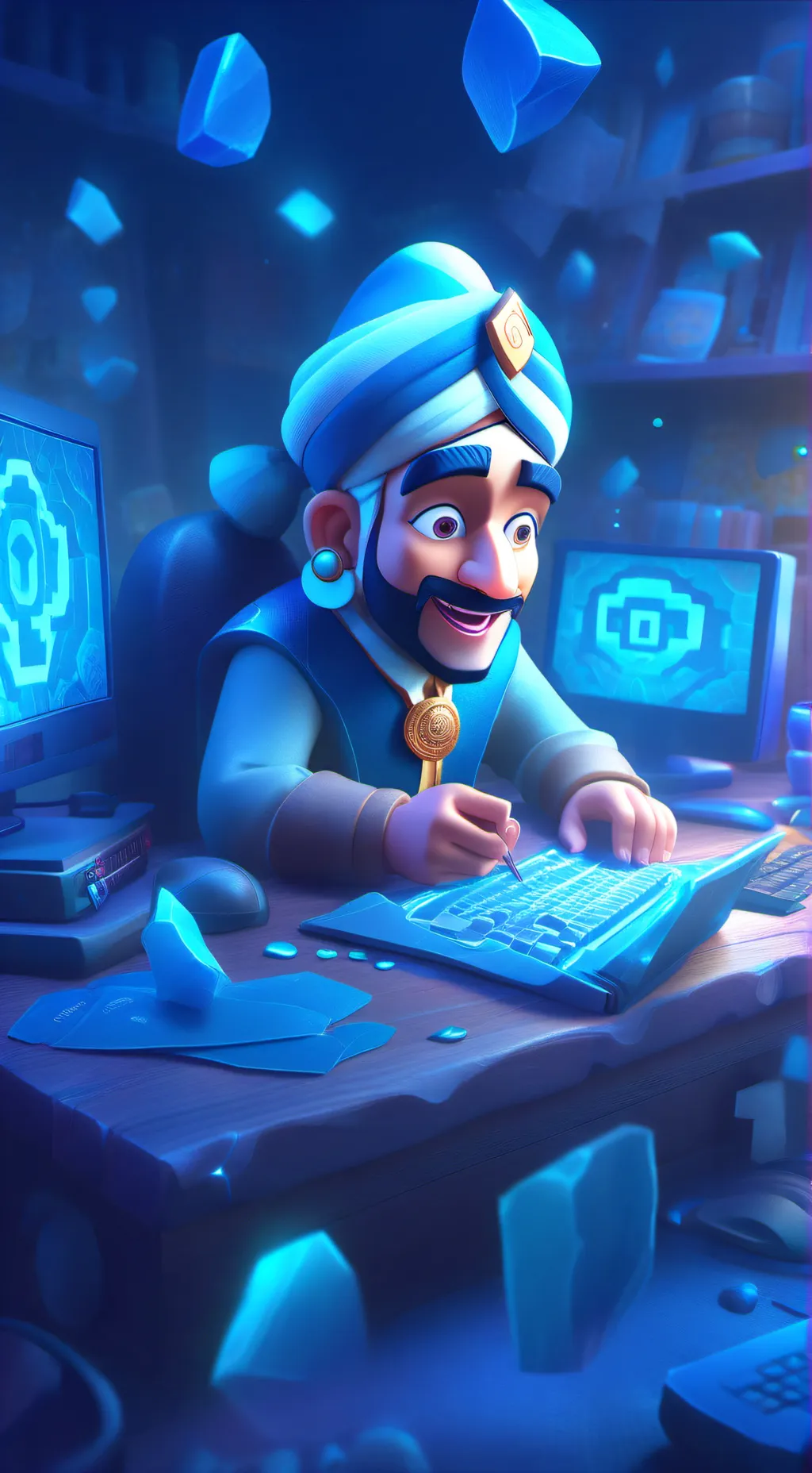 ai character: Indian scammer 🤑🤑🤑 background